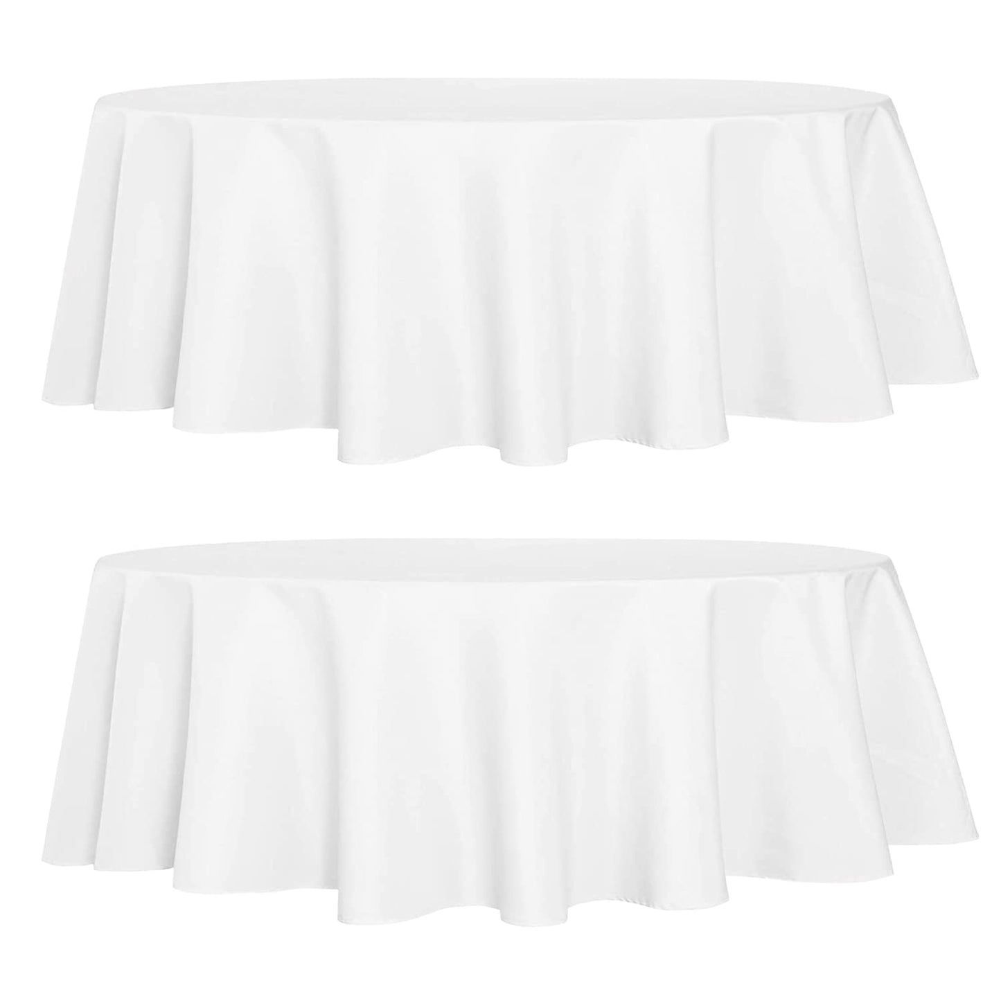 sancua 2 Pack Round Tablecloth 60 Inch White (Fits 20-48 Inch Tables), Stain and Wrinkle Resistant Table Cloth - Washable Polyester Table Cover for Dining Tables, Buffet Parties and Camping