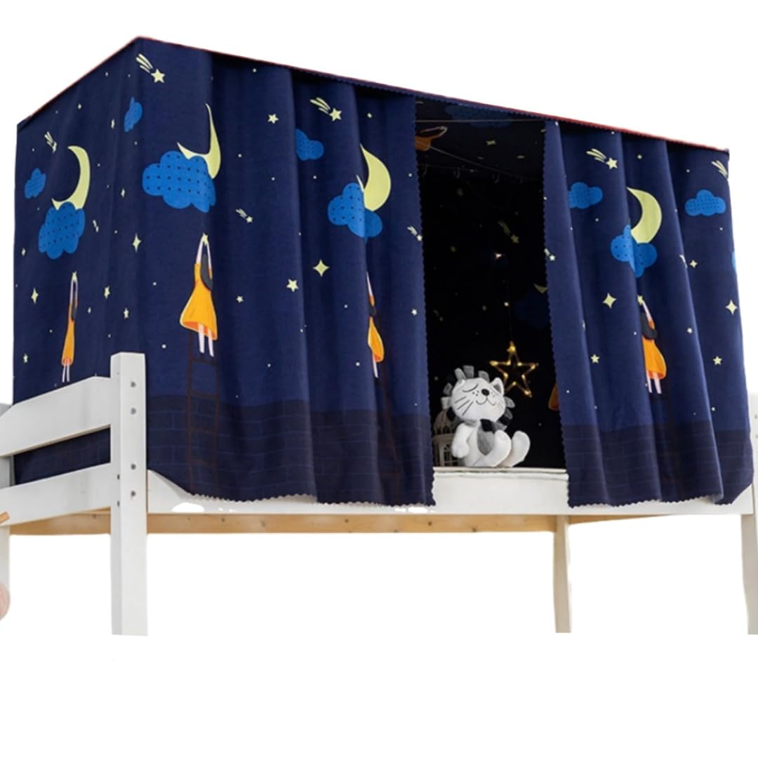 YMMMY ROSE Thicken Bunk Bed Curtains Privacy Bed Canopy Drapes Blackout Bottom Bunk Bed Curtains Breathable Dustproof Cloth Curtains Loft Bed Dorm Curtain 2 Panels