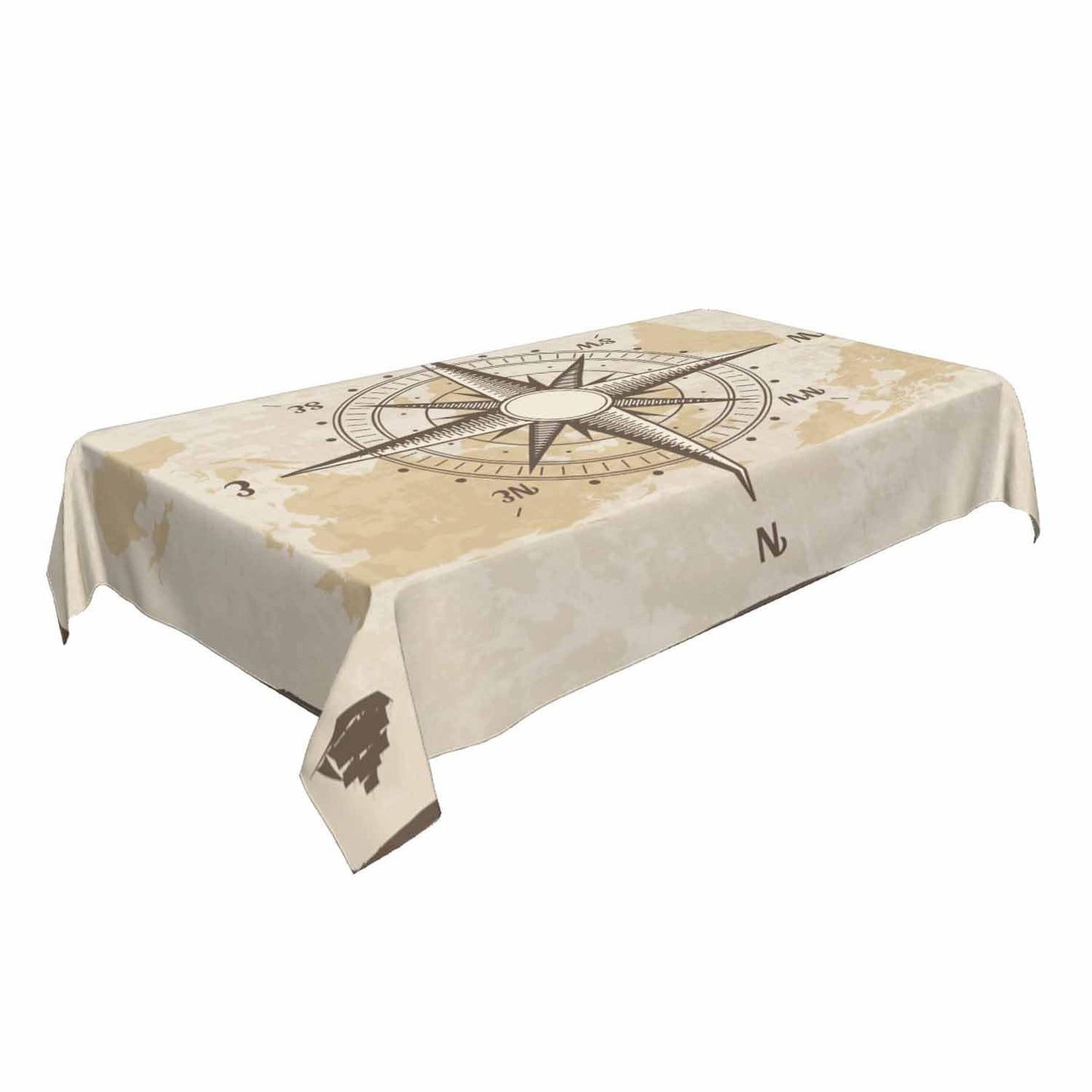 LoLo UoUo Compass Table Cloth for Rectangle Table 60x84 Inch Old World Map Nautical Compass Kitchen Table Cover Decorations for Home Dinner Party Outdoors Picnic