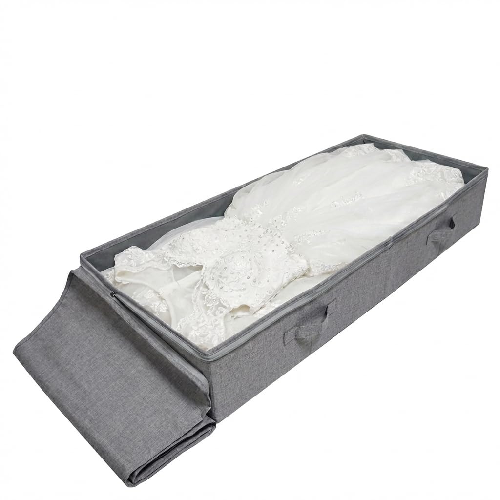 iwill CREATE PRO Under Bed Storage Bin, 100cm Large Foldable Container with Lid | 39.4"x16.9"x7" Dust-Proof Washable Organizer for Shoes, Clothing, Bedding | Durable Plastic Board, Dark Gray