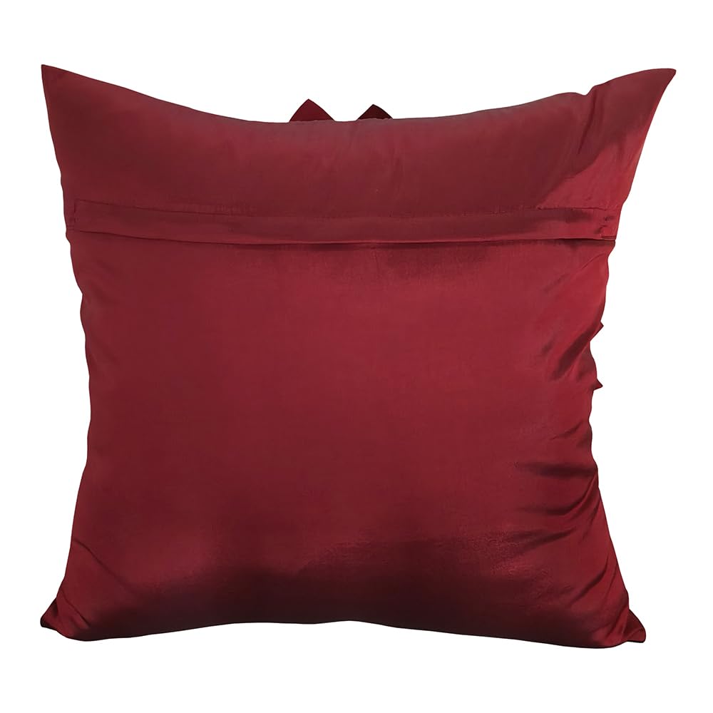 Bella's Giftshop 3D Sunflower Decorative Throw Pillow Covers for Bed Sofa Couch Car, Accent Floral Taffeta Cushion Cover, Handmade Pillow Cases Living Room Decor, 17x17 Inch-Burgundy