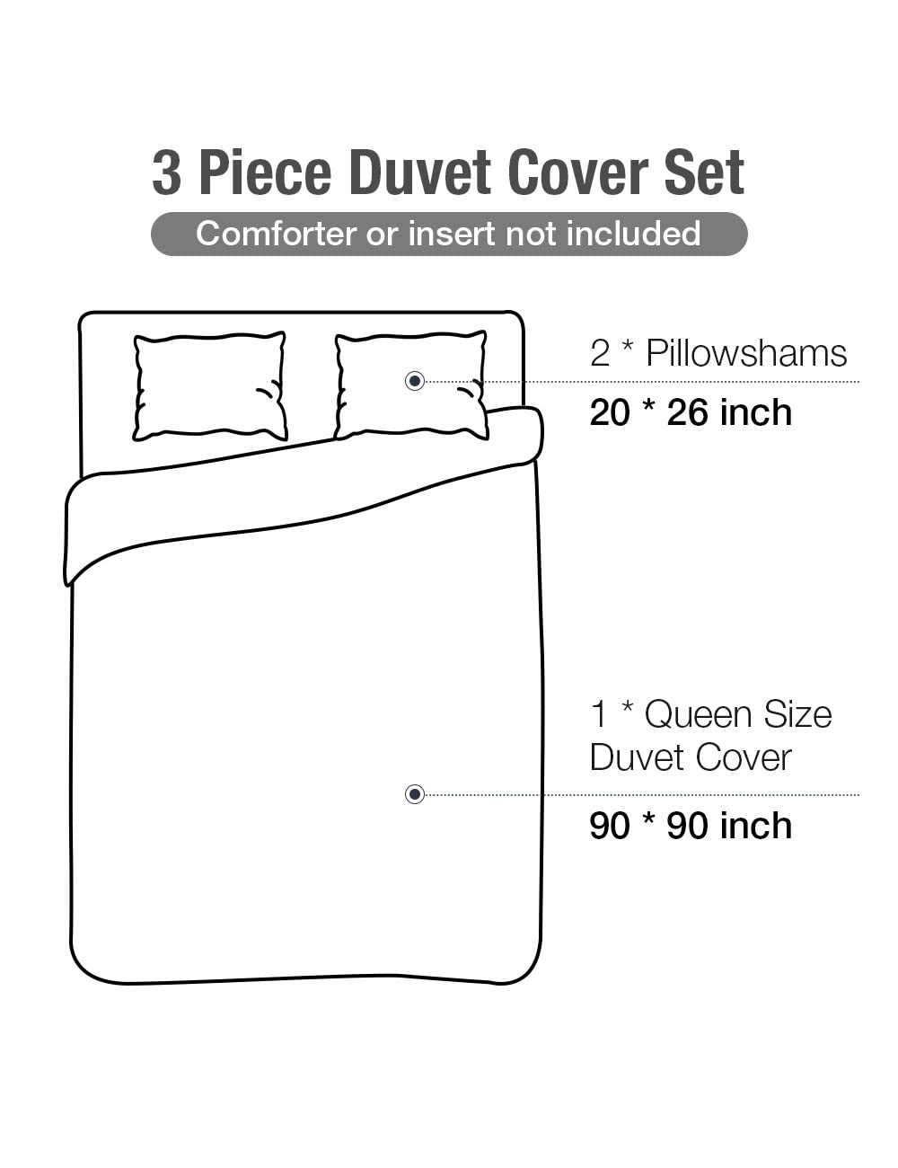 Lekesky Reversible Duvet Cover Queen Size, Black Branch Comforter Cover Queen 3pcs Microfiber Botanical Bedding Set with Zipper Closure Corner Ties
