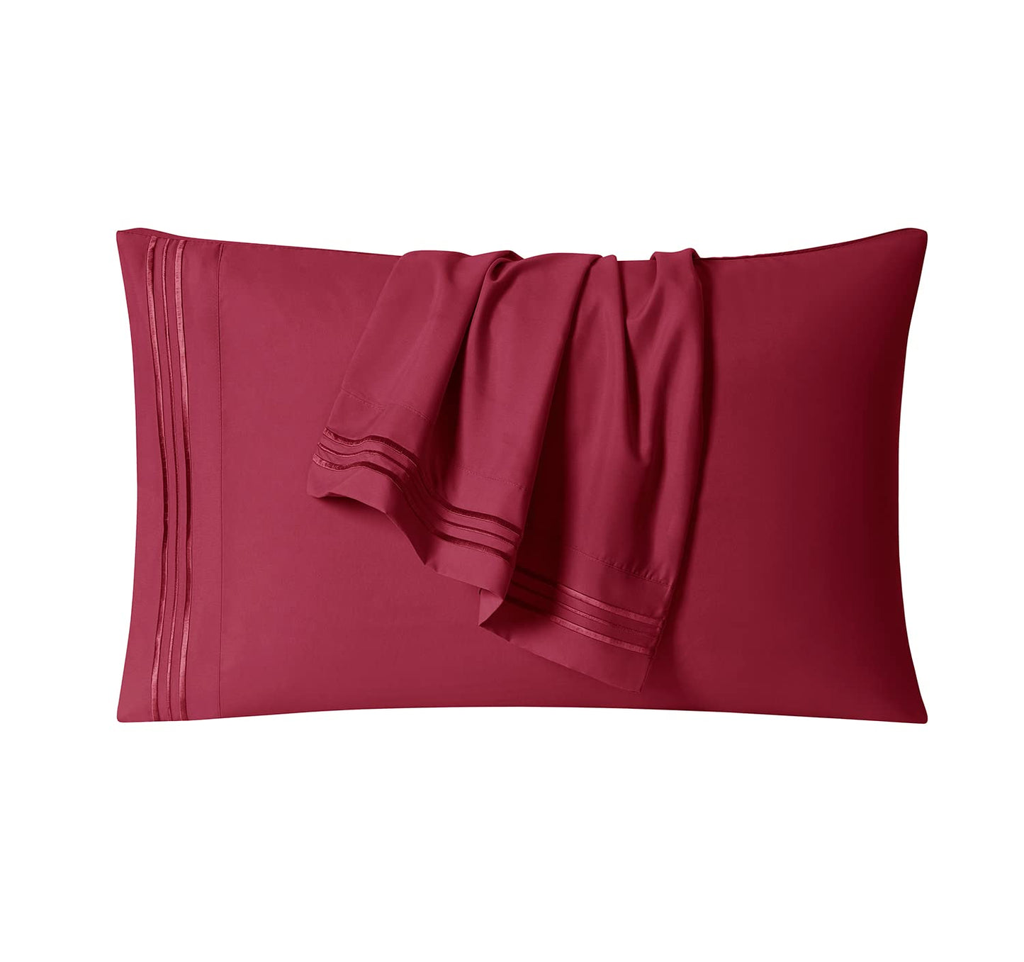 Clara Clark 1800 Premier Series 4pc Bed Sheet Set - King, Burgundy Red