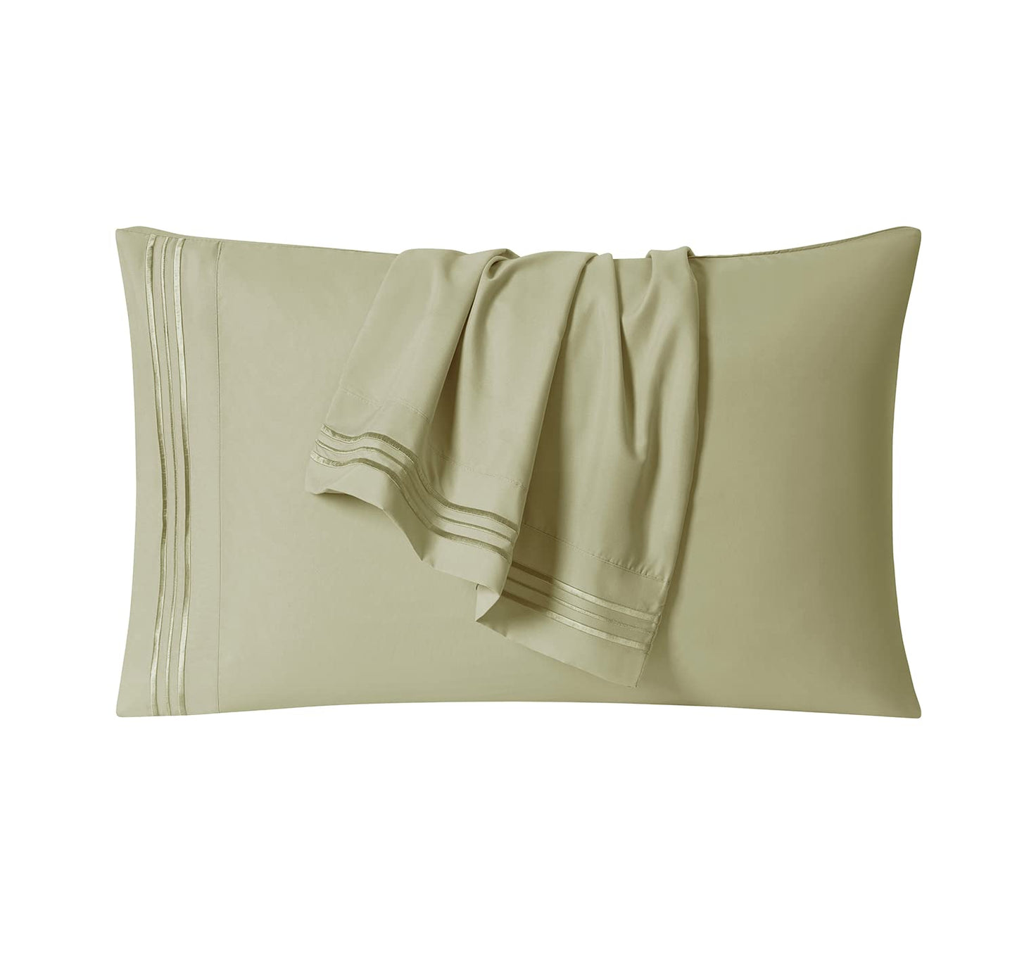 Clara Clark Bed Sheets, Premier 1800 Series 4 Piece Bed Sheet Set, Deep Pocket, Wrinkle, Fade, Stain Resistant, Luxury Soft Bedding Sheets & Pillowcases, Queen, Sage Green