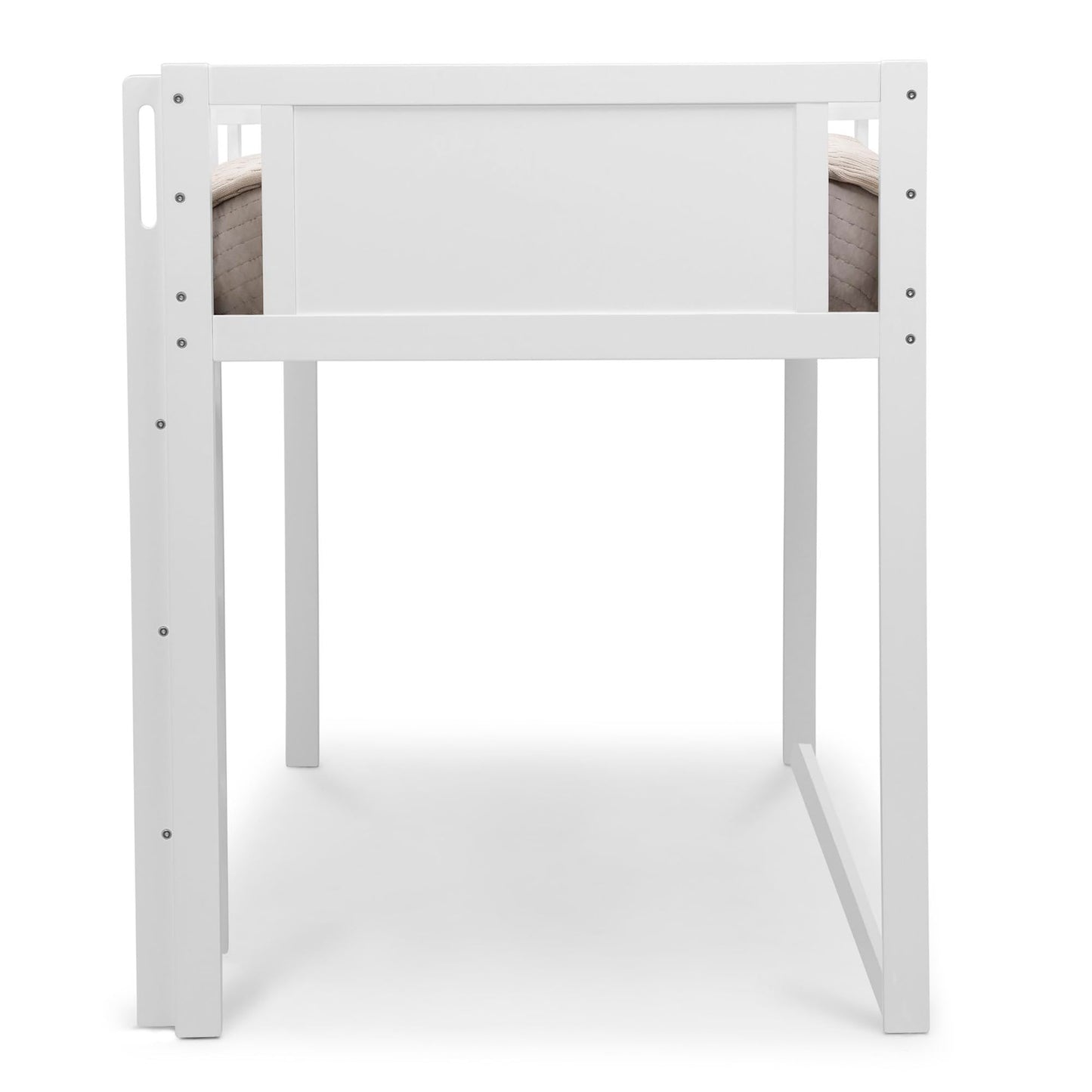 Delta Children Twin Loft Bed with Guardrail and Ladder (Coordinates with Loft Bed Tents Sold Separately), White