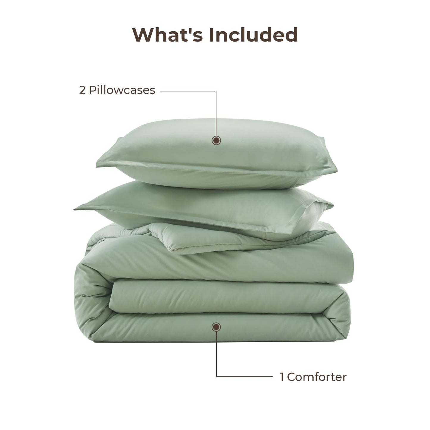 Litanika King Size Comforter Set, 3 Pieces Lightweight Solid Comforter King Size, All Season Fluffy Down Alternative Comforter Bed Set Quilt Blanket, Sage Green, King