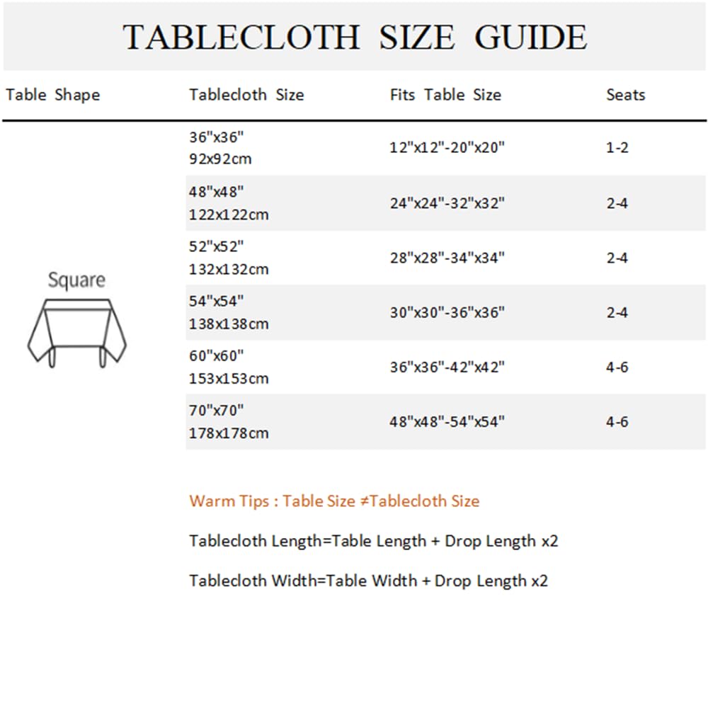 TTQYFNM 48x48inches Coffee Themed Square Tablecloth Brown Coffee Pot Beans Print Decorative Table Cover Wipeable and Spillproof Fabric Table Cloth for Cafe Kitchen Dining Room Picnic Home Decor