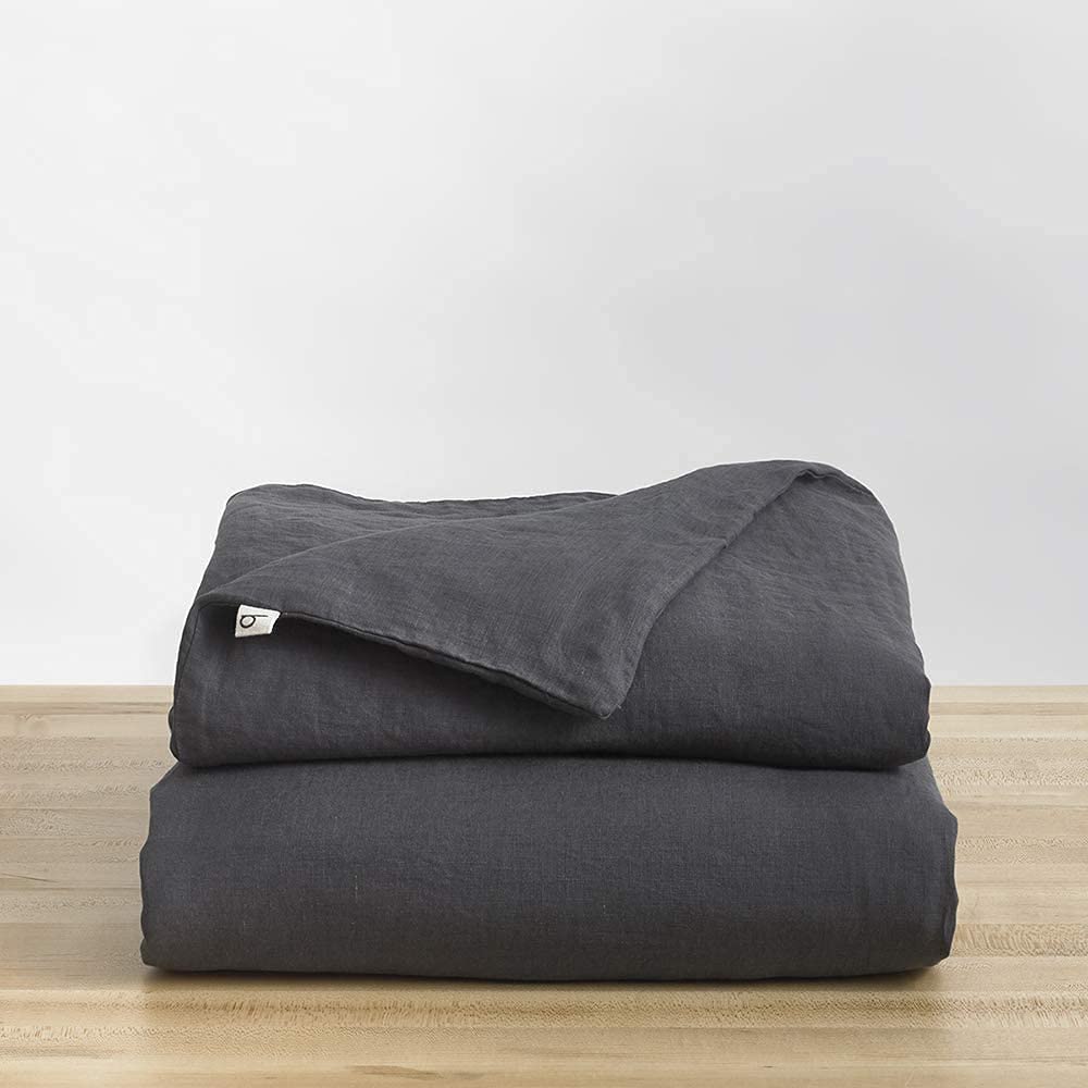 Baloo 100% French Linen Duvet Cover for Weighted Blanket (Charcoal - 42"x72" - Throw Size) | Cooling, Soft & Durable | Certified European Flax®