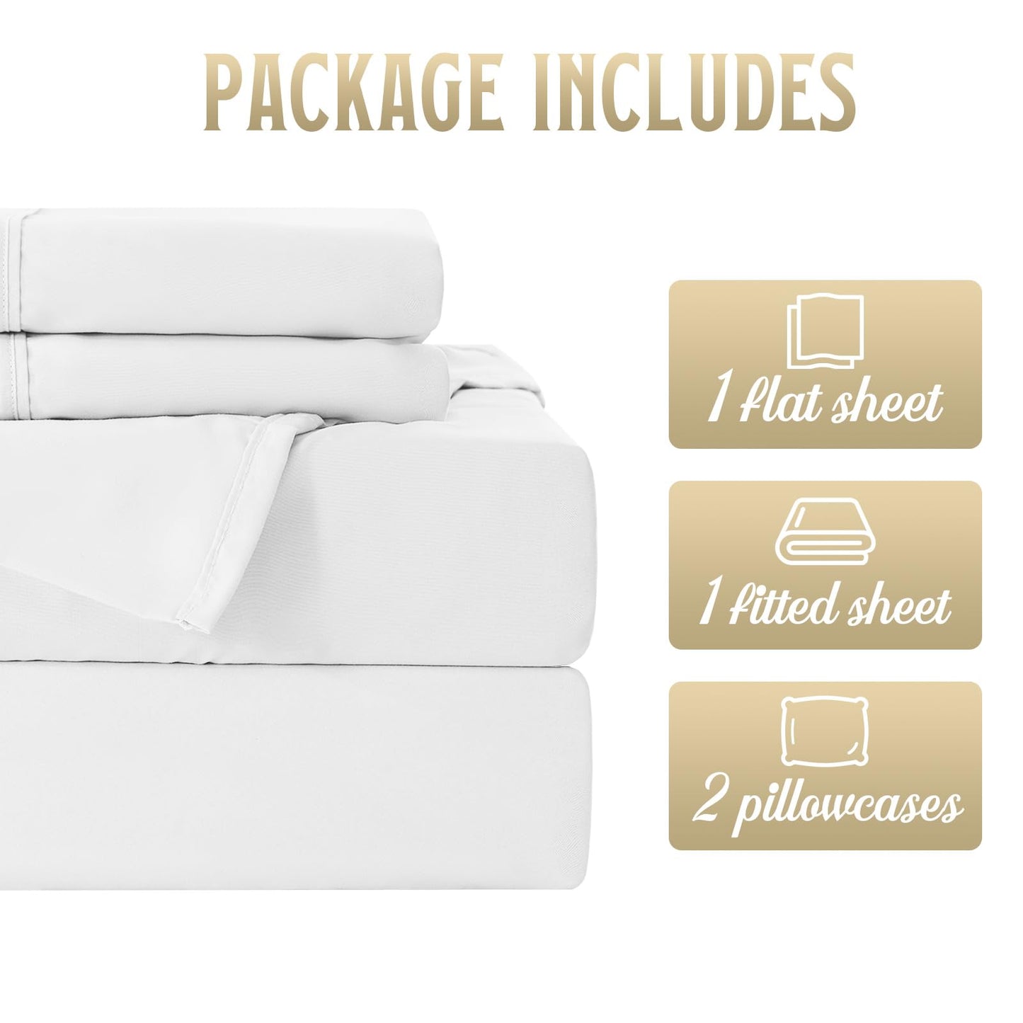 ChicView Full Sheet Set,4 Pieces Hotel Luxury Breathable Soft Microfiber Bedsheets, Anti Pilling Deep Pockets Easy Care Bed Sheets, White