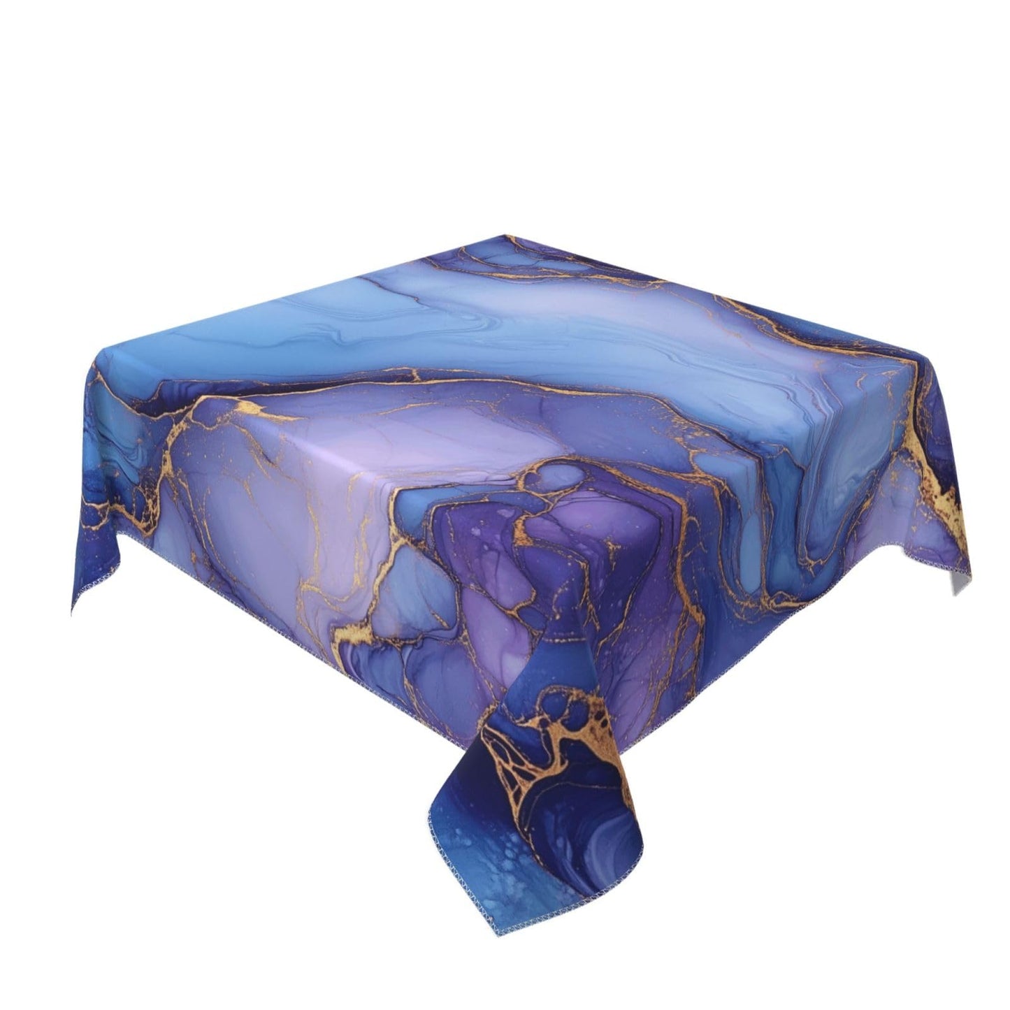 Entemne Square Table Cloth 55x55 Inch Golden Purple Marbling Texture Tablecloth Washable Soft Wrinkle Free Dust Proof Card Table Cover for Tea Party Picnic Kitchen Dining Decor