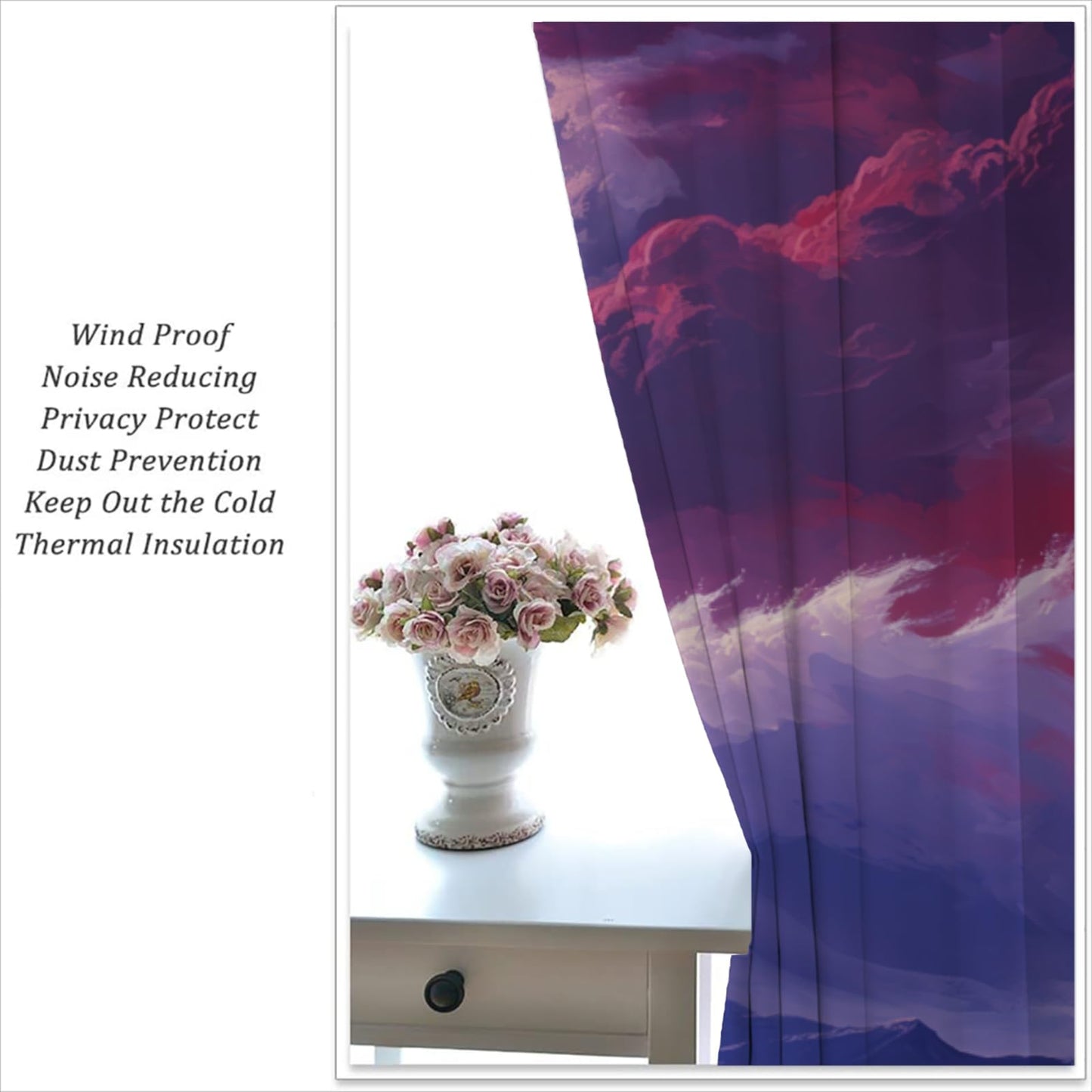 Japanese Style Blackout Curtains for Boys Girl Bedroom Home Decor,Anime Asian Mt. Fuji Red Plum Moon Landscape Painting Thermal Insulated Grommet Darkening Living Room Window Drapes, 72 x 63 inch