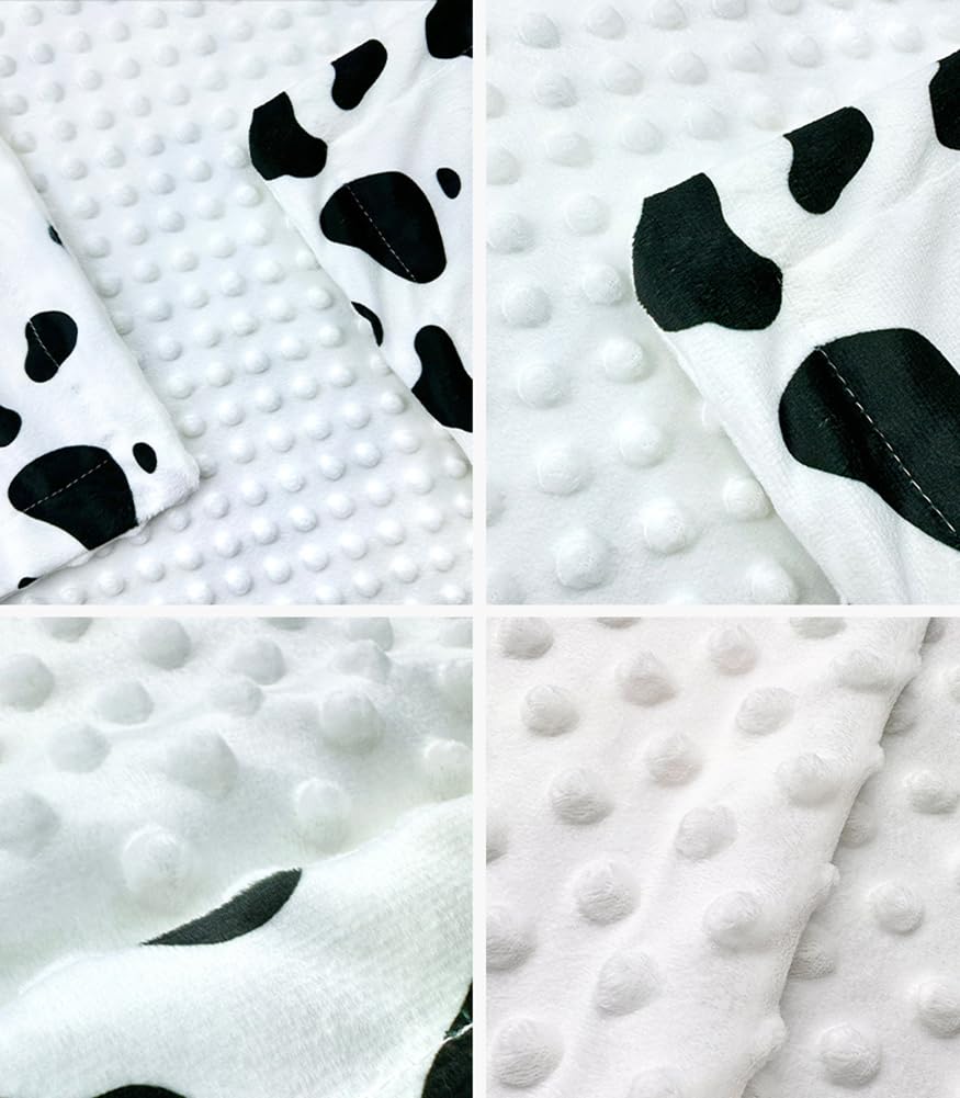 Baby Blanket for Boys Girls Super Soft Double Layer Minky with Dotted Backing Cute Cow Crib Receiving Blanket Bed Throws for Newborns Nursery Stroller Toddler 30 x 40 Inch (Black White Cow)