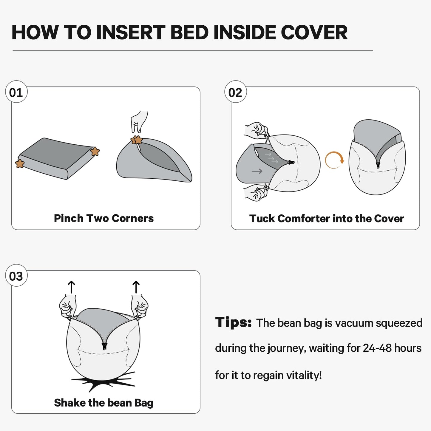 Bean Bag Chairs for Adults - Giant Bean Bag Chair Convertible Bean Bag Bed - Beanbag Chair with Micro Fiber Cover/Furniture Foam Filler - Floor Couch Sofa in Bedroom Dorm Room - Full Charcoal