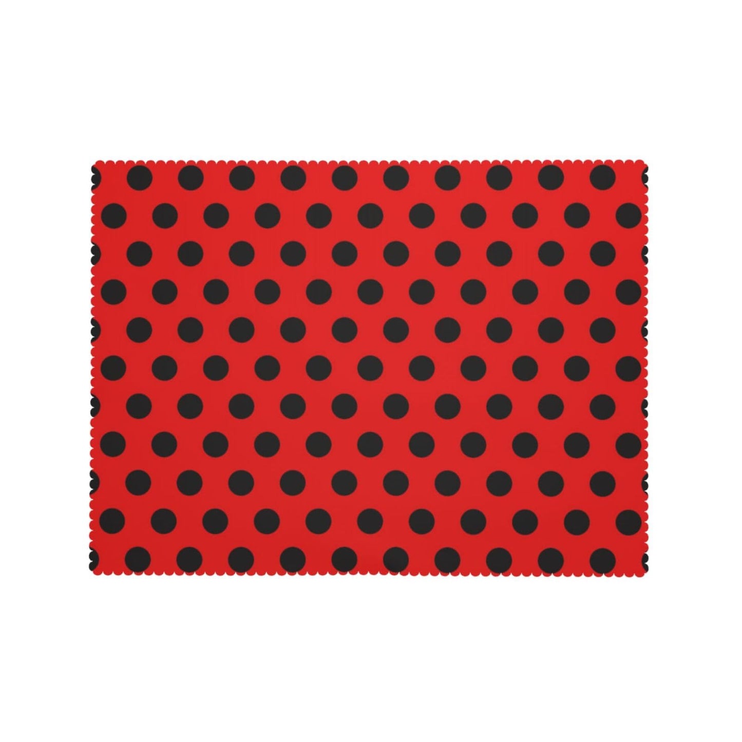 GOUROISE Ladybug Red Rectangular Tablecloth, Red Black Spots 54x72 Inch Wavy Lace Border Polyester Table Cloth for Dining, Kitchen, Parties