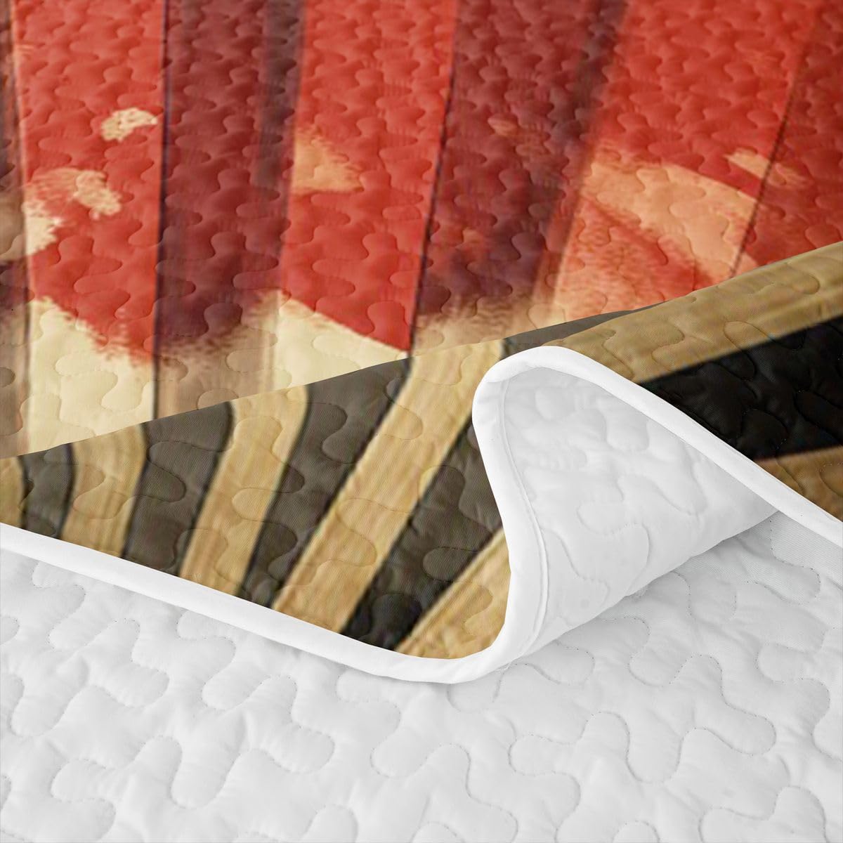 Erosebridal Onna-Musha Quilts Twin Size - Japanese Samurai Bedspread Coverlet Set, Japan Culture Decor Quilt Coverlets 2Pcs (Only 1 Pillowcase)
