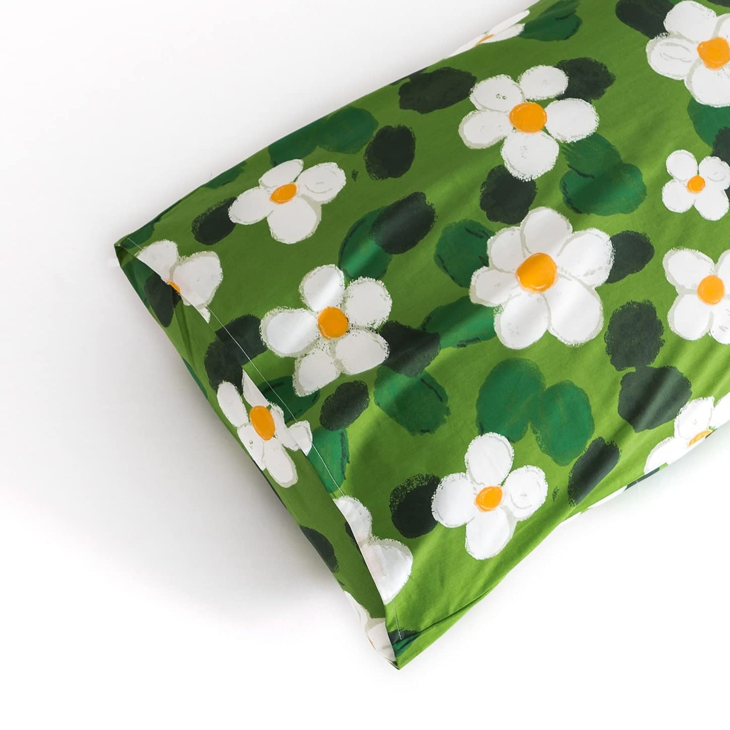 YuHeGuoJi Watercolor Flower Duvet Cover Queen 100% Cotton 3 Pcs Set 1 Sage Green Plant Duvet Cover with Zipper Ties 2 Pillowcases Garden Cute White Botanical Floral Bedding Set Soft