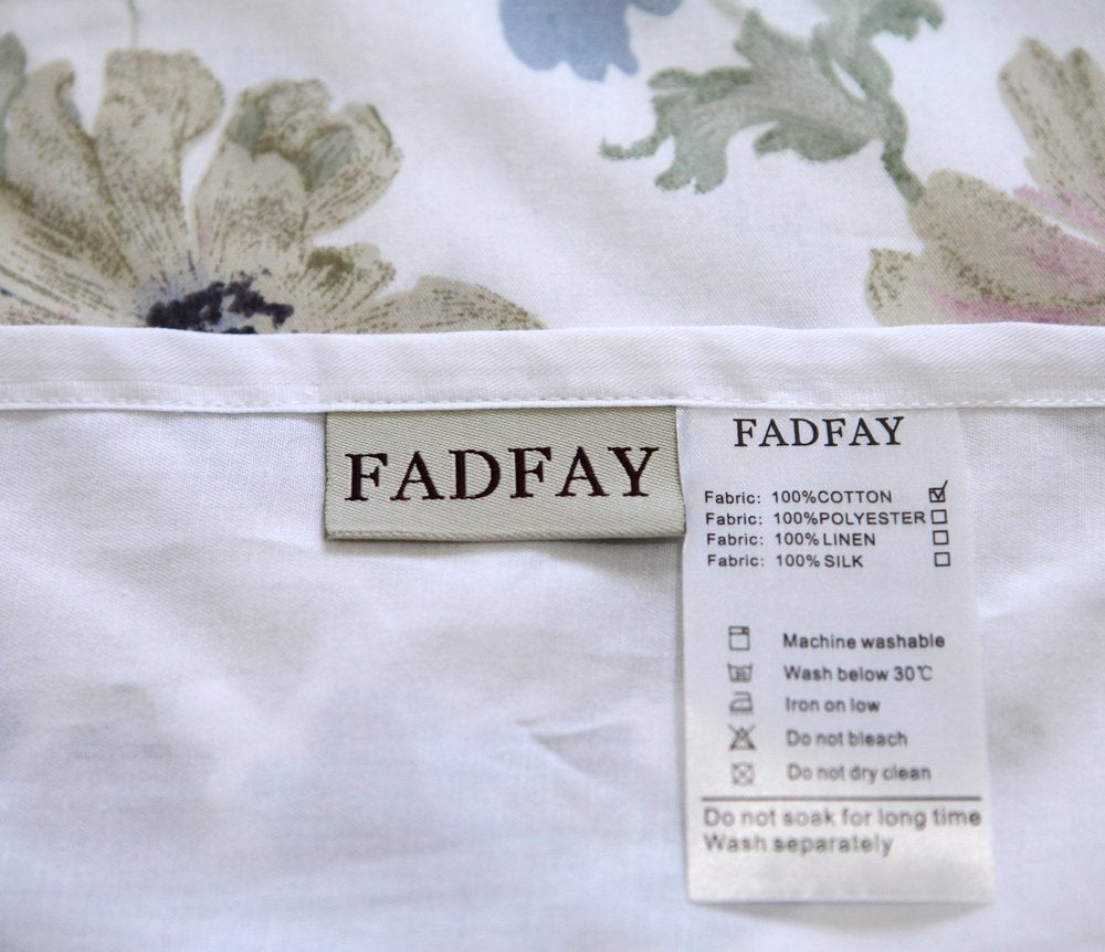 FADFAY 4-Piece Shabby White Floral Bed Sheet Set Cotton Bed Sheets, King