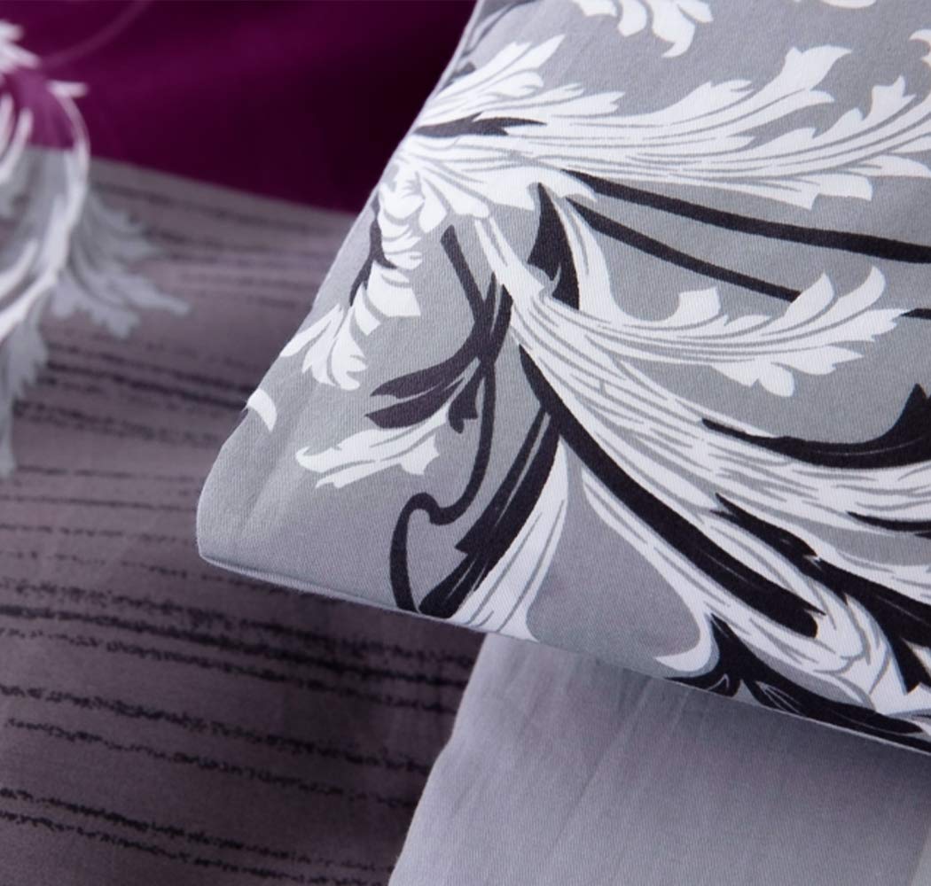 SLEEPBELLA Comforter King Size, 600 Thread Count Cotton Grey Paisley & Purple Comforter Sets, Down Alternative Bedding Set 3Pcs(King, Purple Paisley)