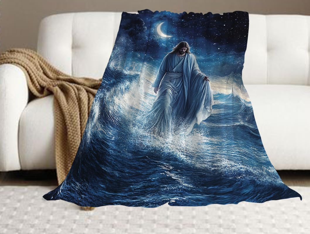 Jesus Throw Blanket Christian Super Soft Fleece Cozy Blanket 40" X 50"