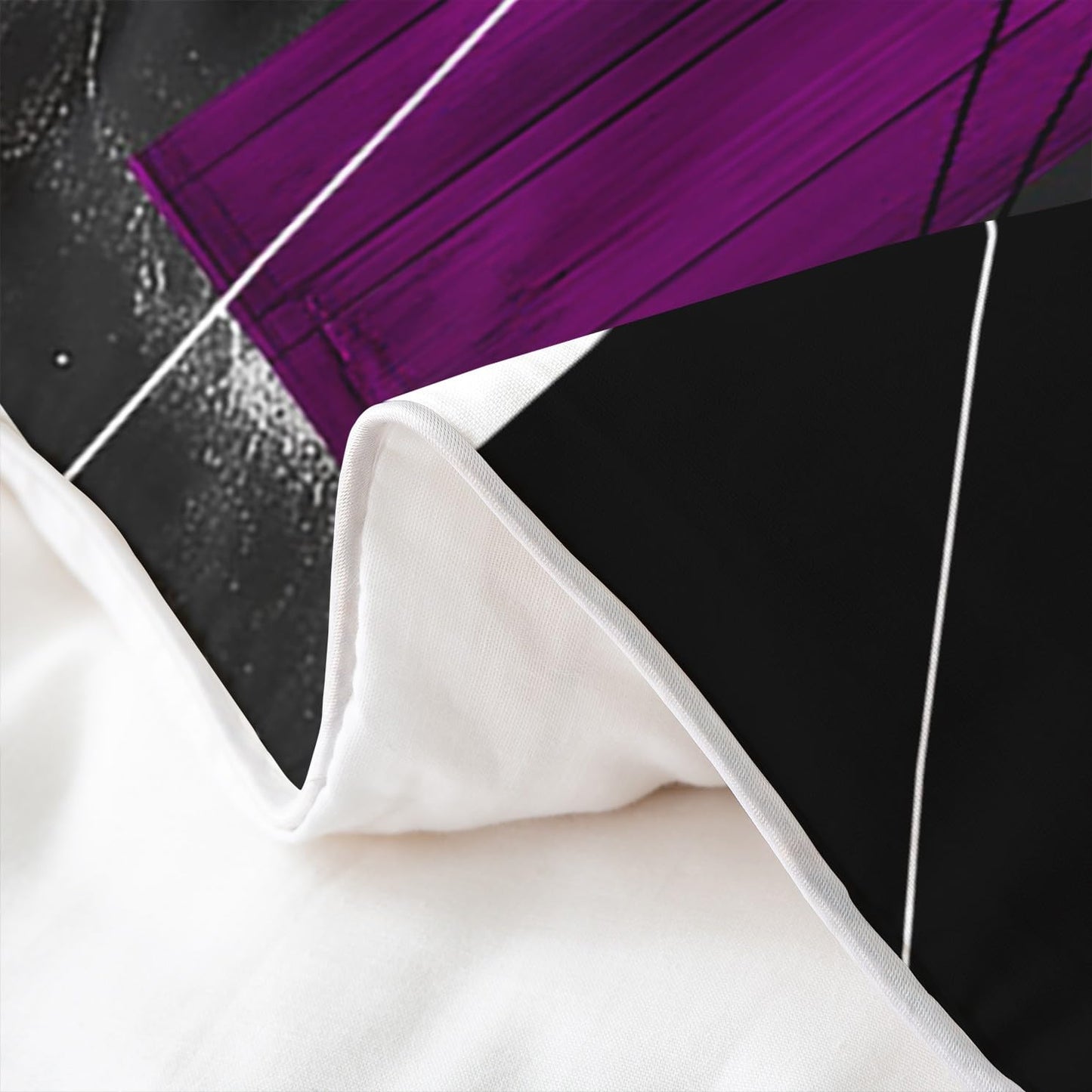 jejeloiu Purple Coal Black Duvet Cover 100% Cotton King Size Kids Abstract Geometric Comforter Cover for Boys Girls Teens Modern Art Bedding Set Breathable Soft Room Decor