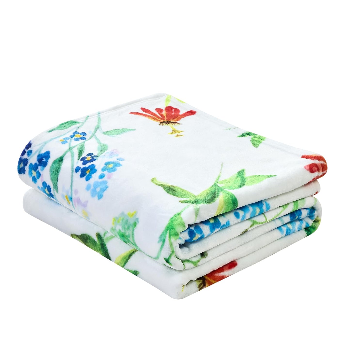 Jameswish Floral Throw Blanket Birthday Gift for Women Mom Girls Flowers Blanket Summer Wildflower Flannel Blanket Watercolor Printed Throw for Couch Sofa Bed Chair 50"x60"