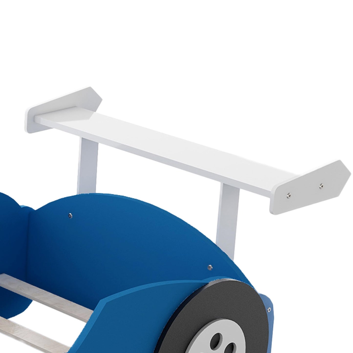 Merax Race Car Bed Frame Twin Size for Boys, Wood Car-Shaped Platform Bed with Wheels, Blue