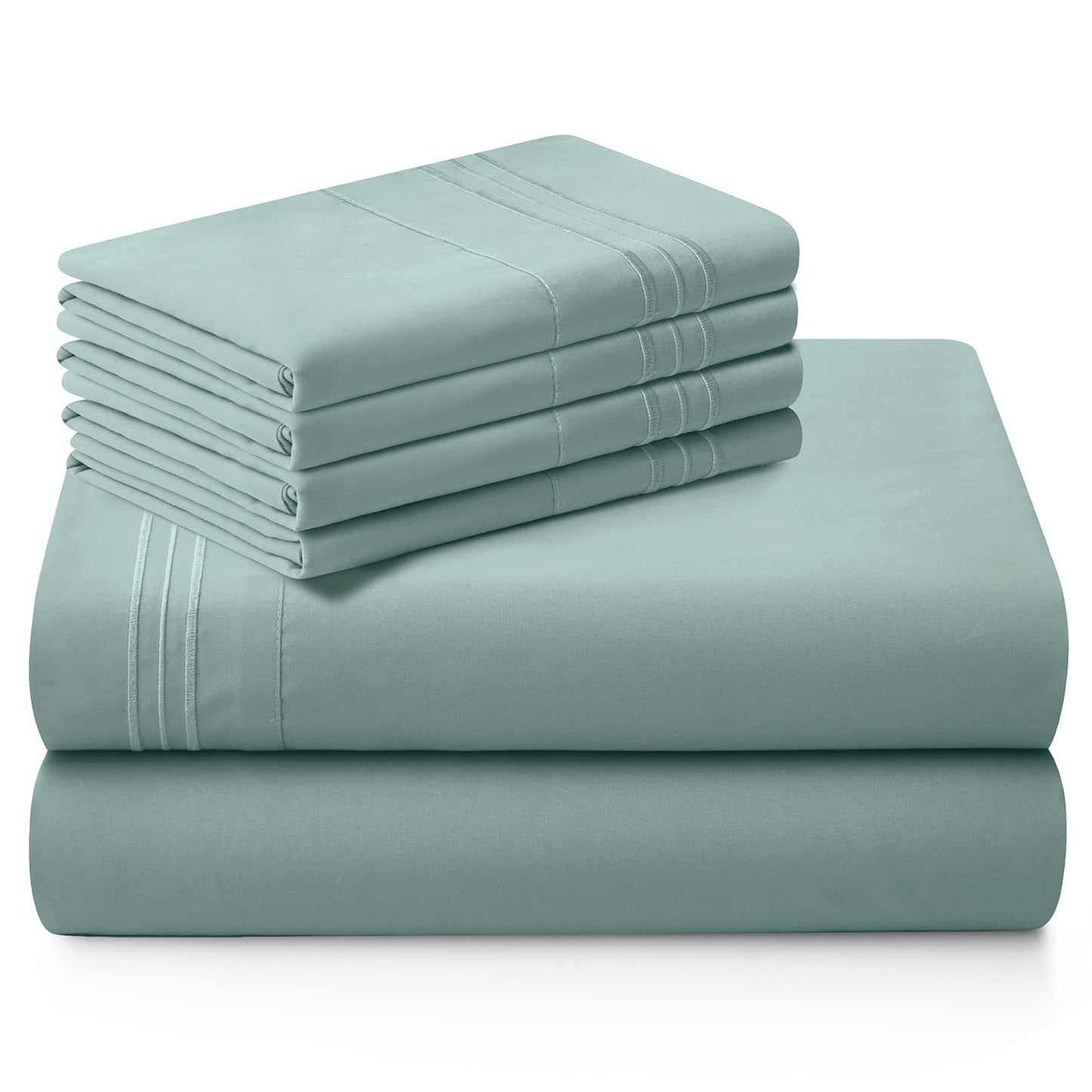 Horbaunal Extra Deep Pocket Queen Sheets - Fits Mattress 18-24 Inches Deep - 6 Pieces Hotel Luxury 1800 Thread Count Microfiber Sheet Set - Ultra Soft Mint Queen Size Bed Sheets