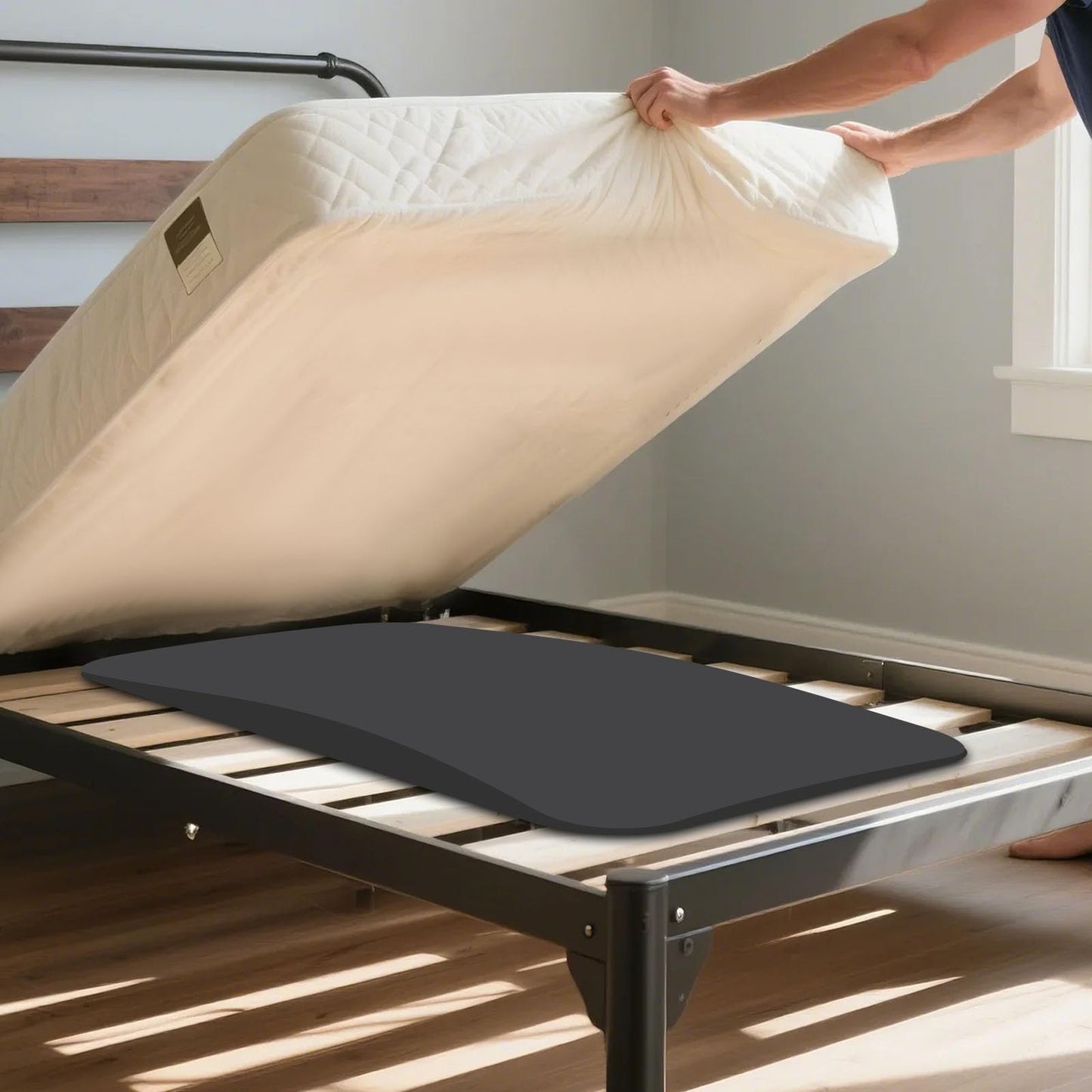 60" L Sagging Mattress Support Dip Fixer High Density Under Mattress Support Foam for Sinking & Sinking Bed Repair Extends Life Firm Support Pad 60"X24"X2" (Black)