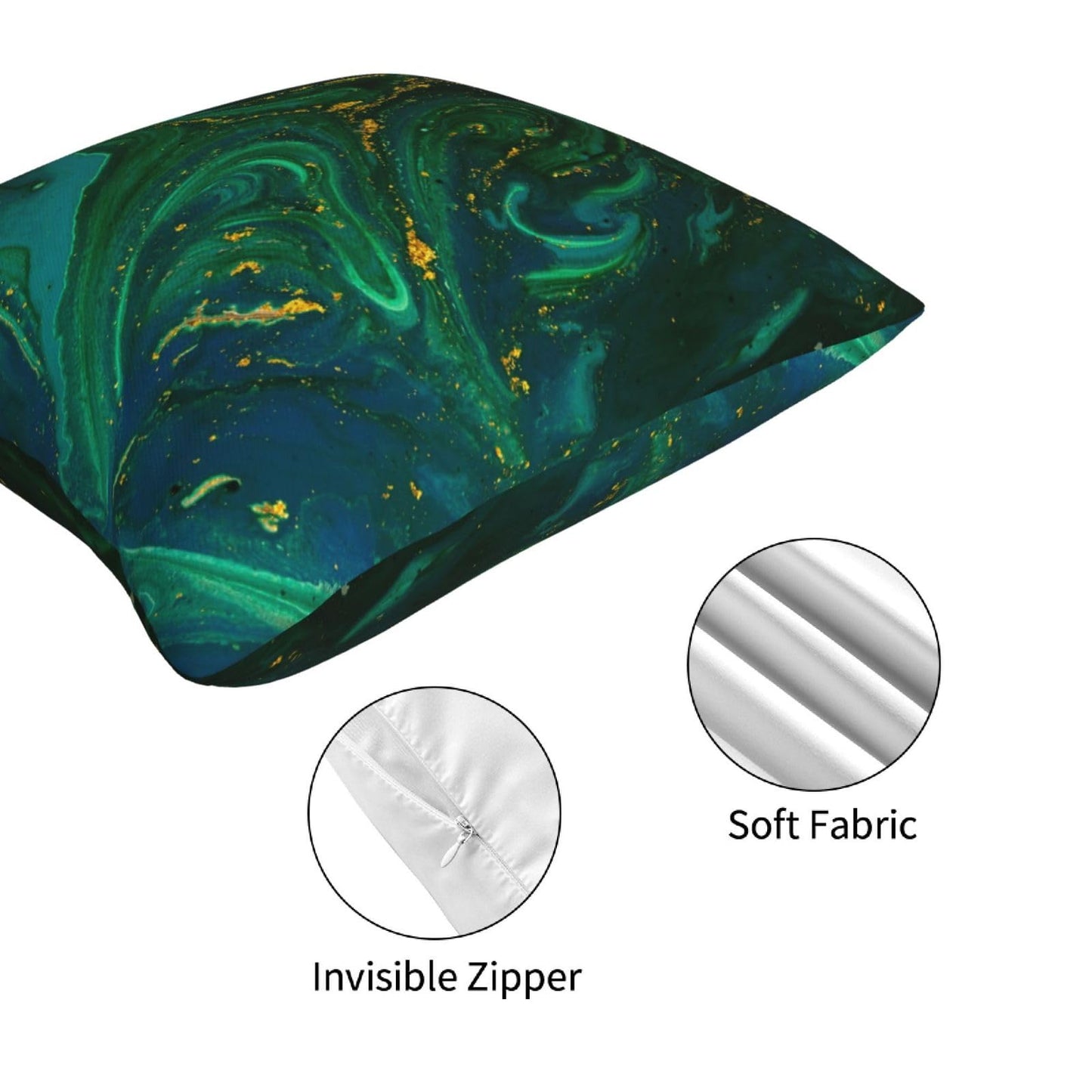 LOHDALOLF Emerald Green Gold Throw Pillow Covers 18x18 inch Set of 4 Abstract Pillow Cases Modern Decorative Cushion Covers for Sofa Couch