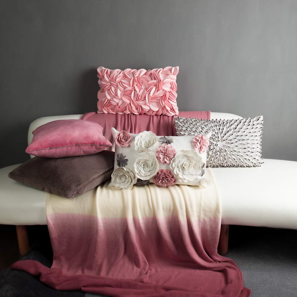 KINGROSE 3D Flower Throw Pillow Cover Decorative Accent Pillow Case Floral Cushion Cover Sofa Bed Living Room Home Decor 12 x 20 Inches Pink