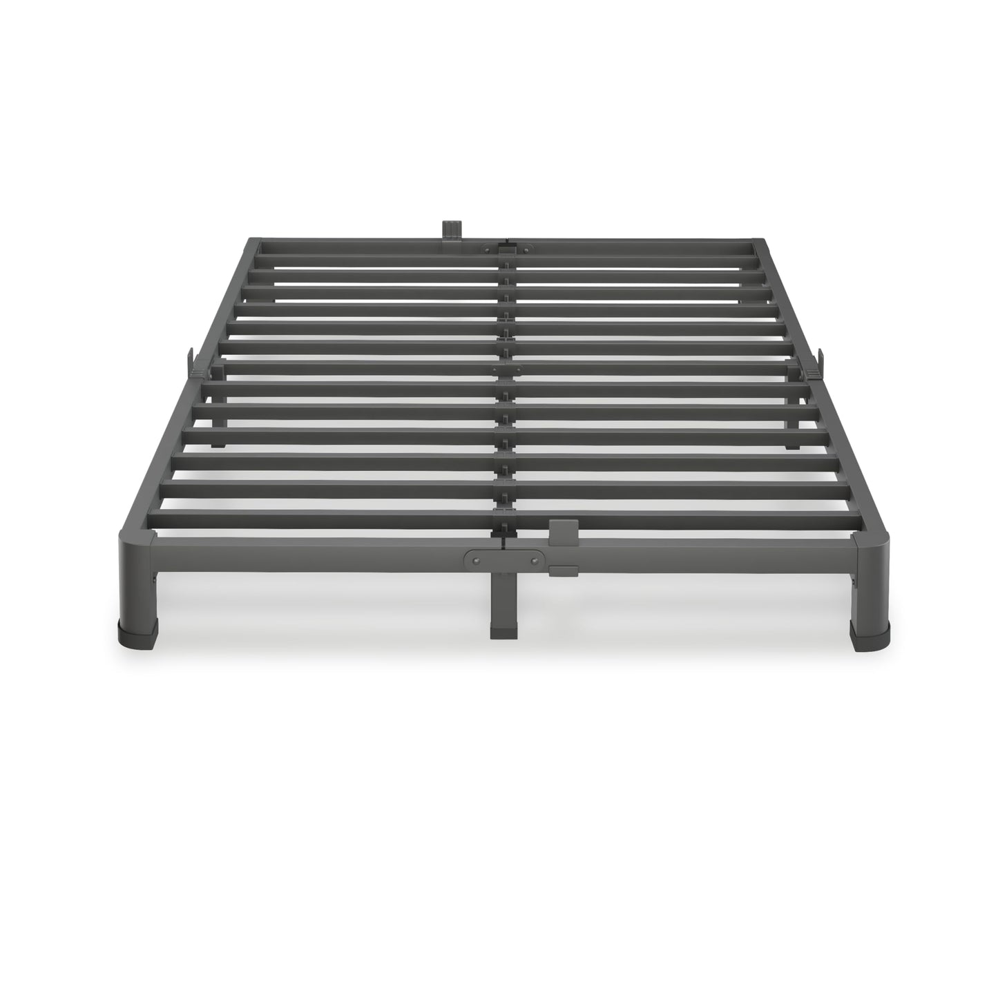 VIPSHOW 4 Inch Queen Bed Frame, 3500Lbs Heavy Duty Metal Platform with Round Corner Legs Mattress Slide Stopper, Steel Slat Support No Box Spring Needed, Noise Free, Non-Slip, Easy Assembly