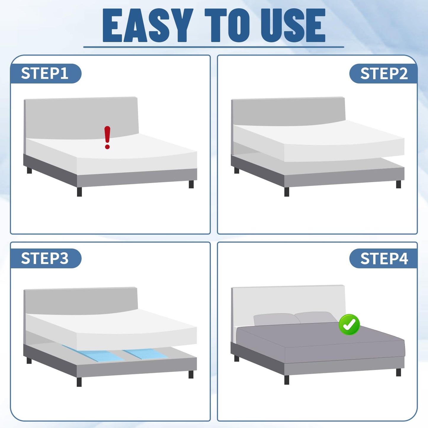 Geelin 2 Pcs Sagging Mattress Support Pads, High Density Foam Mattress Dip Fixer for Under Bed Support, 47"x25"x2" Targeted Firming Insert for Sinking Bed, Sofa Cushion Repair