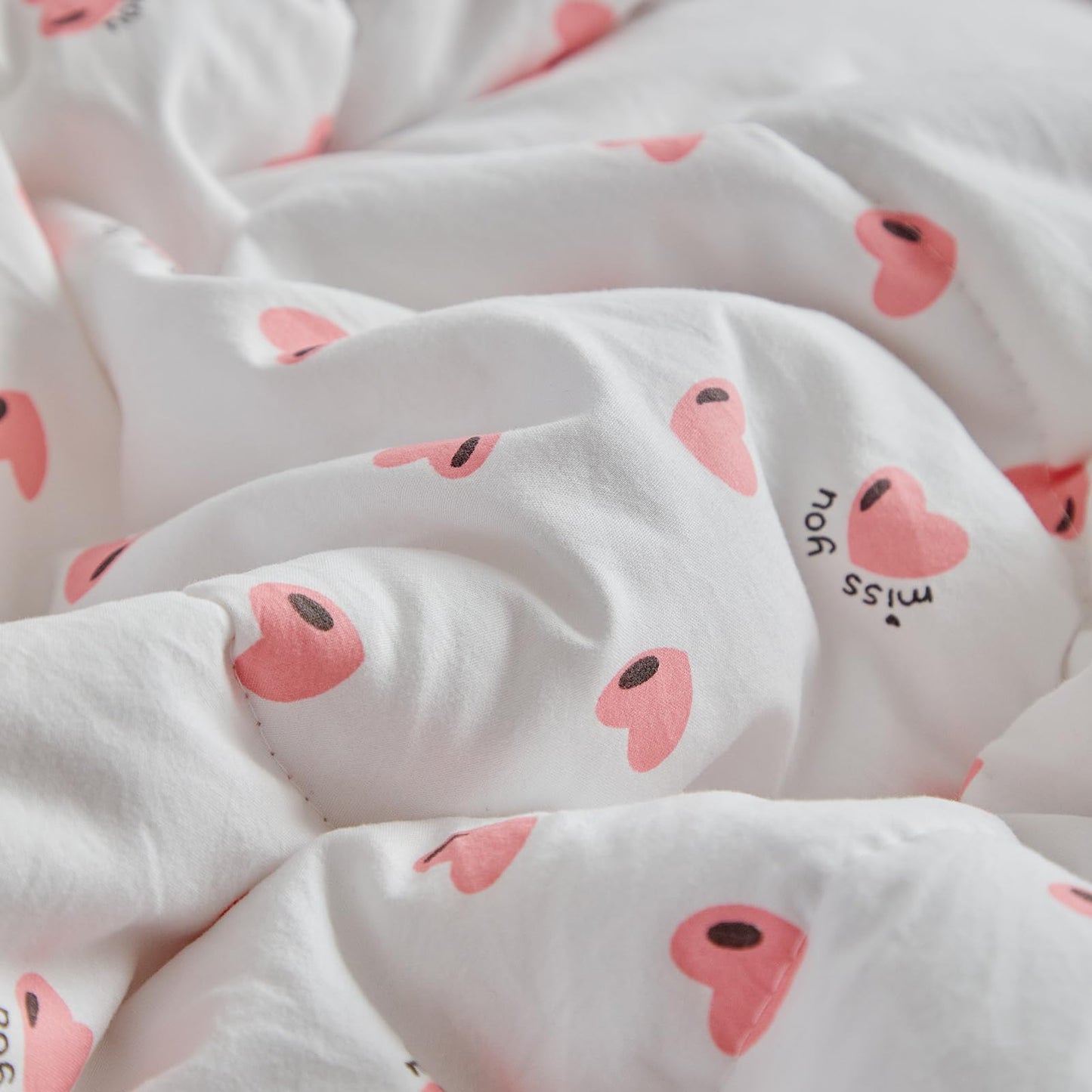 DuShow Toddler Bedding Set for Girls,4 Piece Bed-in-a-Bag Toddler Comforter Sets,Pink Heart Crib Bedding Sheets Set,Include Quilt Comforter,Flat Sheet,Fitted Sheet,Pillowcase