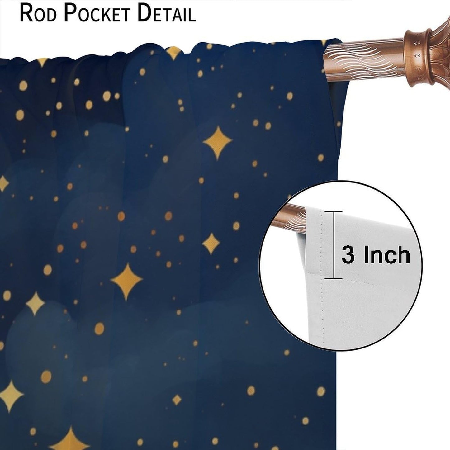 Djaby Night Sky Stars Curtain for Kids, Blue Starry Space Galaxy Pattern Window Treatments for Boys Girls Bedroom Toddlers Room Living Room Decor 42" W X 45" L(No Blackout)