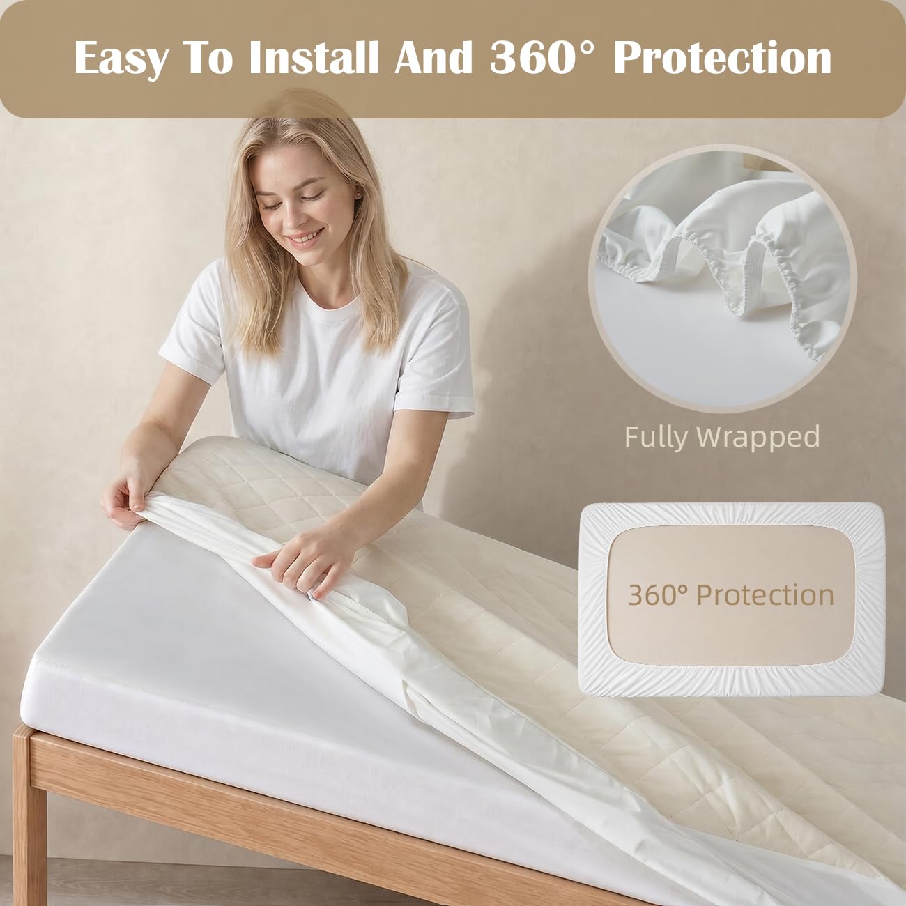 Lofe Organic Crib Mattress Protector - Top&Side Waterproof, 100% Waterproof Crib Mattress Protector, Breathable Cotton Toddler Mattress Protector, Baby Crib Mattress Cover Fitted 52x28x9 in