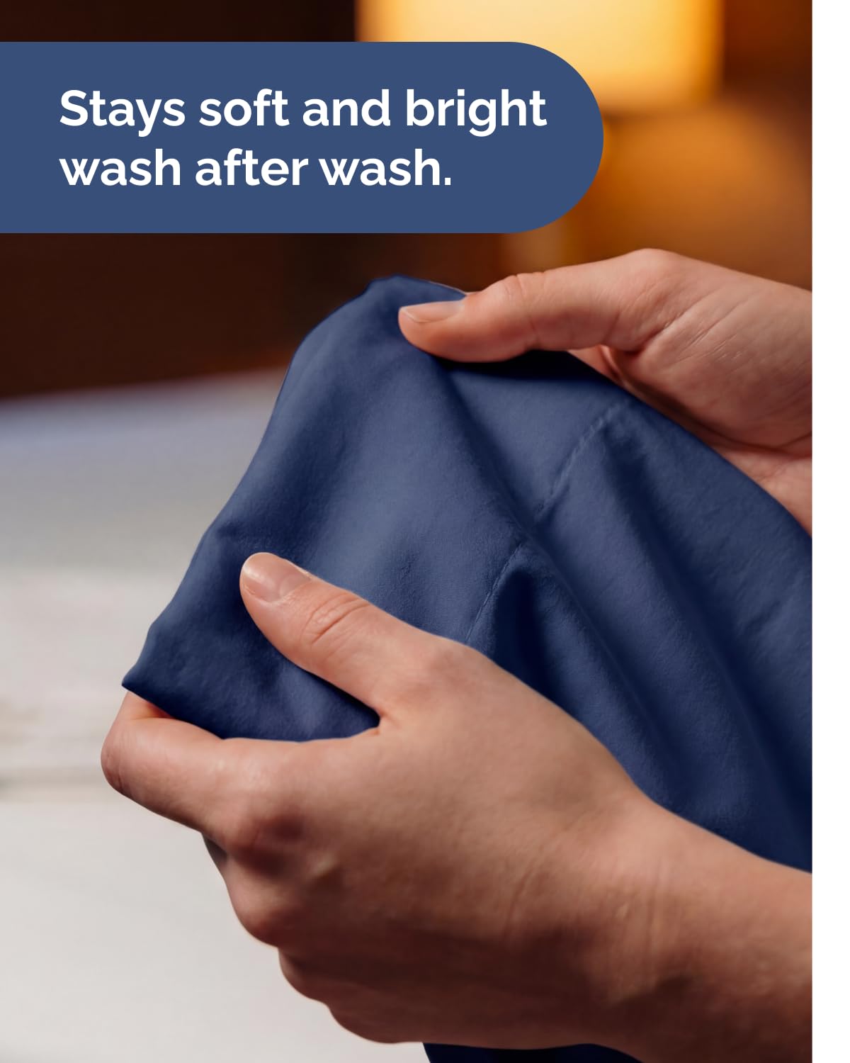 Lightweight 4 Piece Bed Sheet Set Full Size - Cooling Sheets for Hot Sleepers - Soft Breathable Bedding Set w/ 8-16 Inch Deep Pockets - 1 Flat, 1 Fitted & 2 Pillowcases - Wrinkle Resistant - Navy Blue
