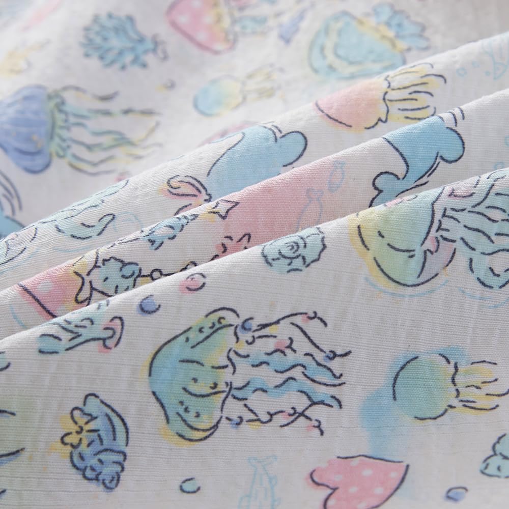 KWLOVER 2PC Soft Bed Fitted Sheet and Pillowcases Set,Cute Jellyfish Marine Organisms Theme Pattern Printed Bed Sheets for Kids Boys Girls Twin Size Bed (Ocean Blue, Twin)