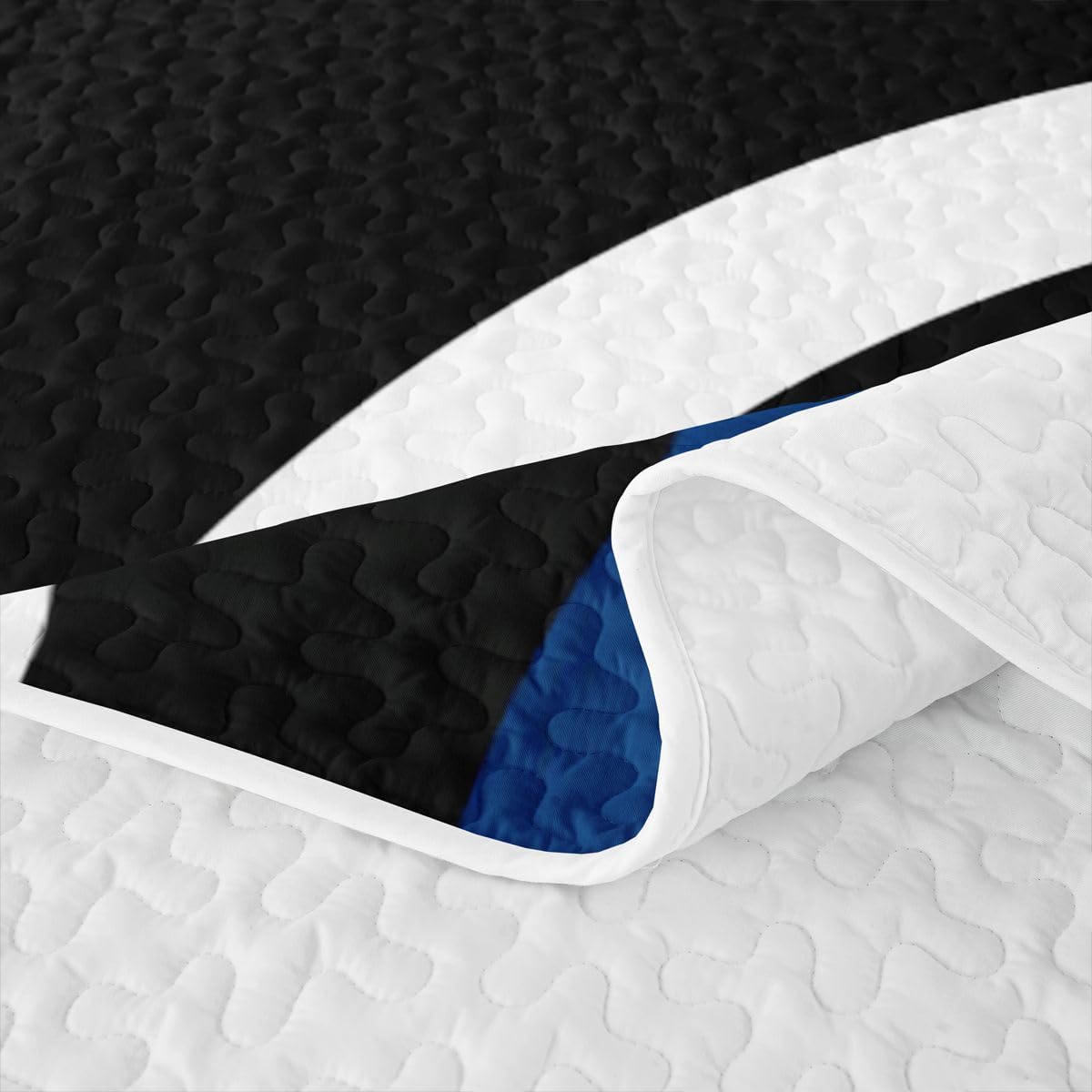 Erosebridal Black Blue Vortex Quilt Set Chic Geometric Abstract Mens Quilt Twin Striped Aesthetic Circles Quilted Bedspread with 1 PillowcaseBoho Modern Coverlet