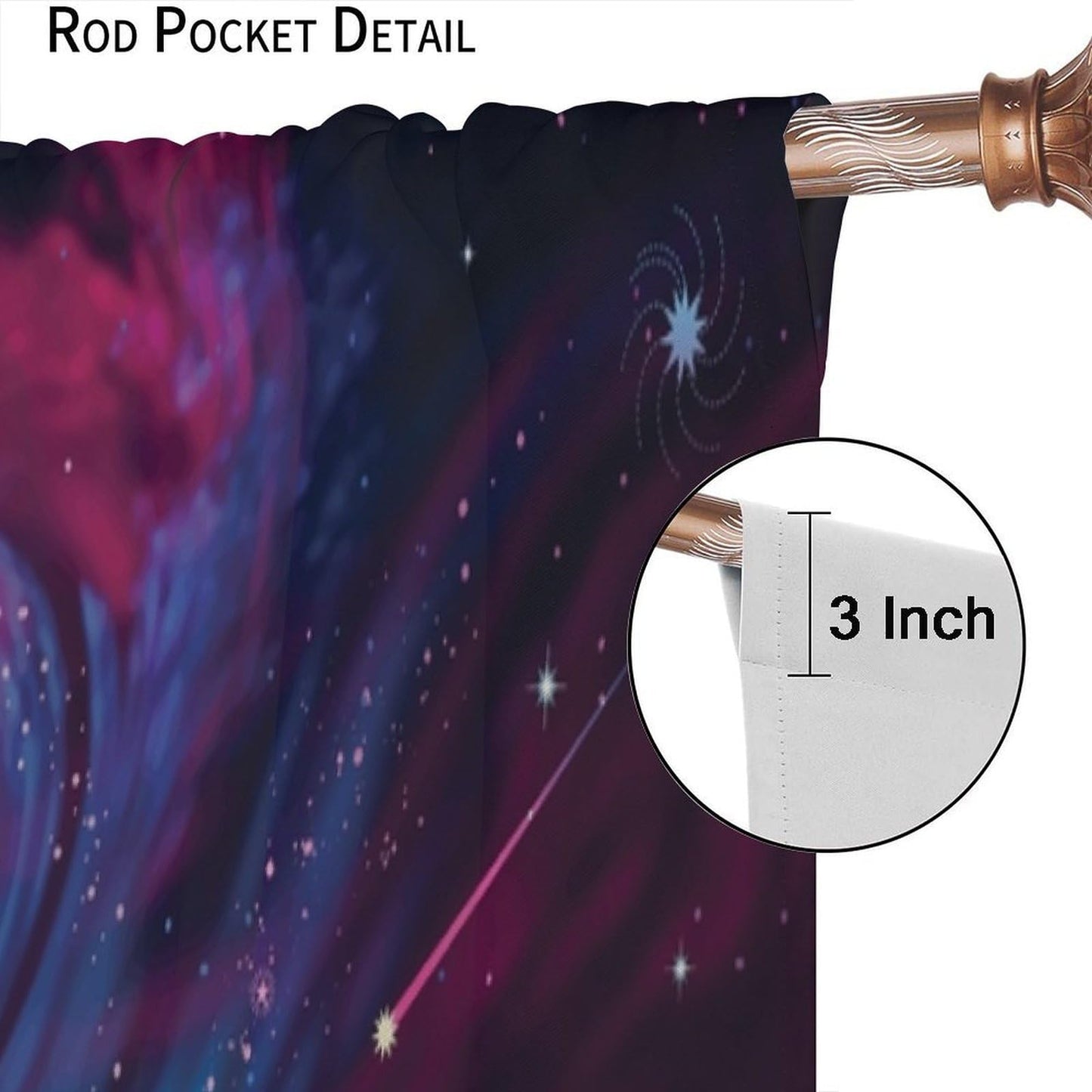 HZOHNAGO Galaxy Curtains Outer Space Stars Mysterious Universe Pattern Print Decor Rod Pocket Window Drapes for Bedroom Living Room 42x45in