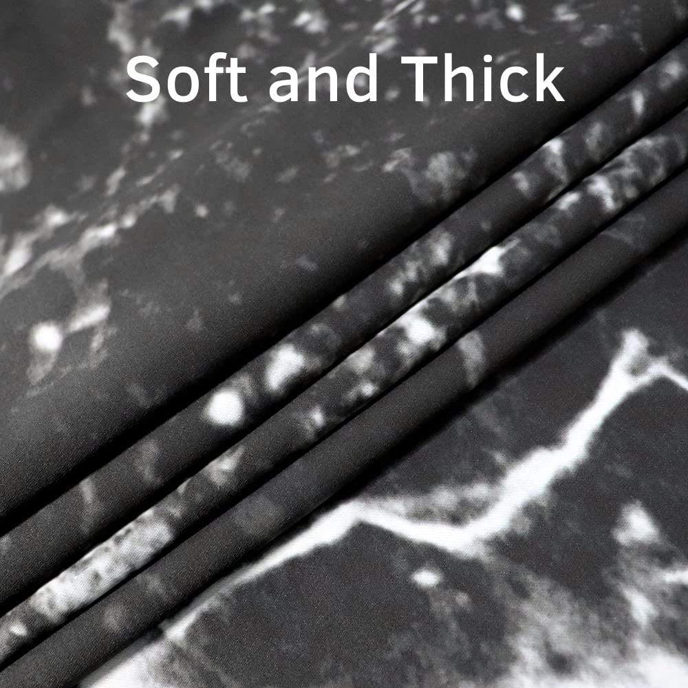 Renaiss Black Marble Blackout Curtains, Black and White Marble Texture Print Bedroom Window Curtains Luxury Modern Art Thermal Insulated Window Drapes for Living Room 53W x 84L Set of 2 Panels