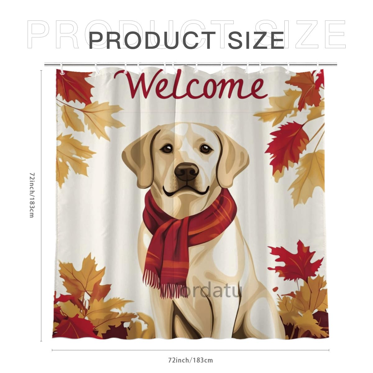 Wordatu Fall Shower Curtain Labrador Retriever Under Maple Leaves Harvest Thanksgiving Bathroom Decor 72x72 Inch Polyester Fabric Waterproof Bath Curtain with 12 Hooks