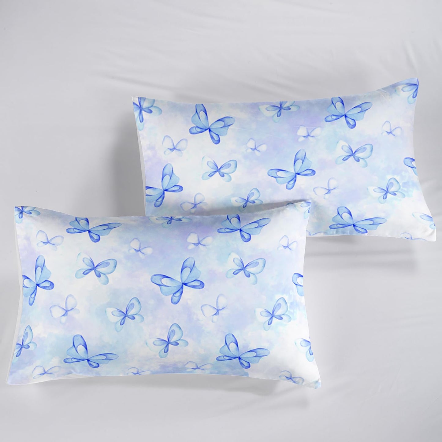 QOOMO Butterfly Bowknot Kids Bed Sheets Full Size,Blue Bow Tie Print Bedding Sheet Set,4Pcs Butterfly Knot Deep Pocket Bed Sets with 1 Fitted Sheet 1 Flat Sheet 2 Pillowcases for Boys Girls Teens