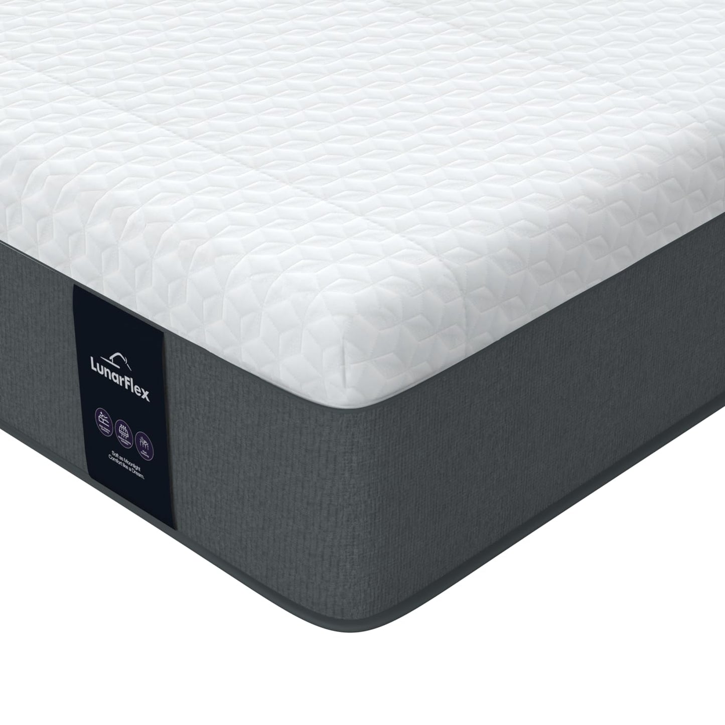 Lunarflex Twin 12 Inch Memory Foam Mattress in a Box, Ice Silk Cooling Cover, Medium Soft Feel, Pressure Relief & Motion Isolation, Cooling Bed Mattress