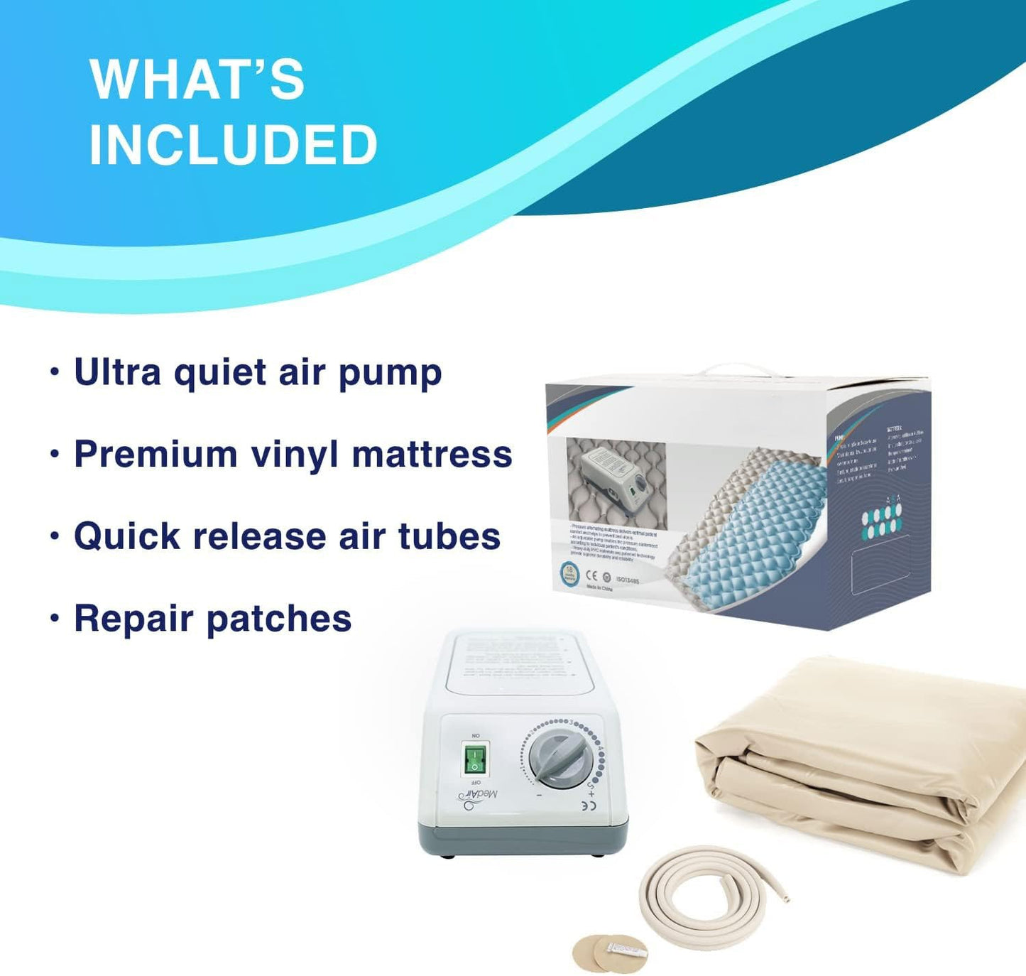 MedVance Premium Alternating Air Pressure Mattress Pad with Ultra Quiet Alternating Pump, Hospital Bed Mattress Topper, Mattress Topper for Hospital Bed, Bed Sore Prevention