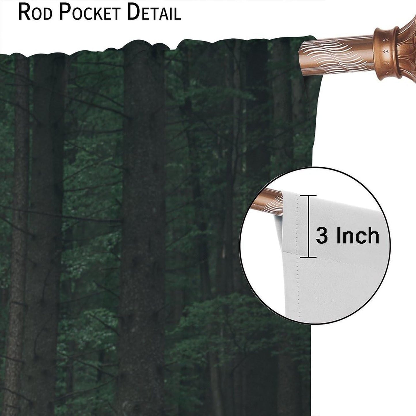Nature Woodland Curtains,Magical Forest Misty Nature Landscape Window Treatments for Bedroom Living Room Dreamland Scenery Décor Drapes 2 Panels Set,Total Size 42 x 45 Inch