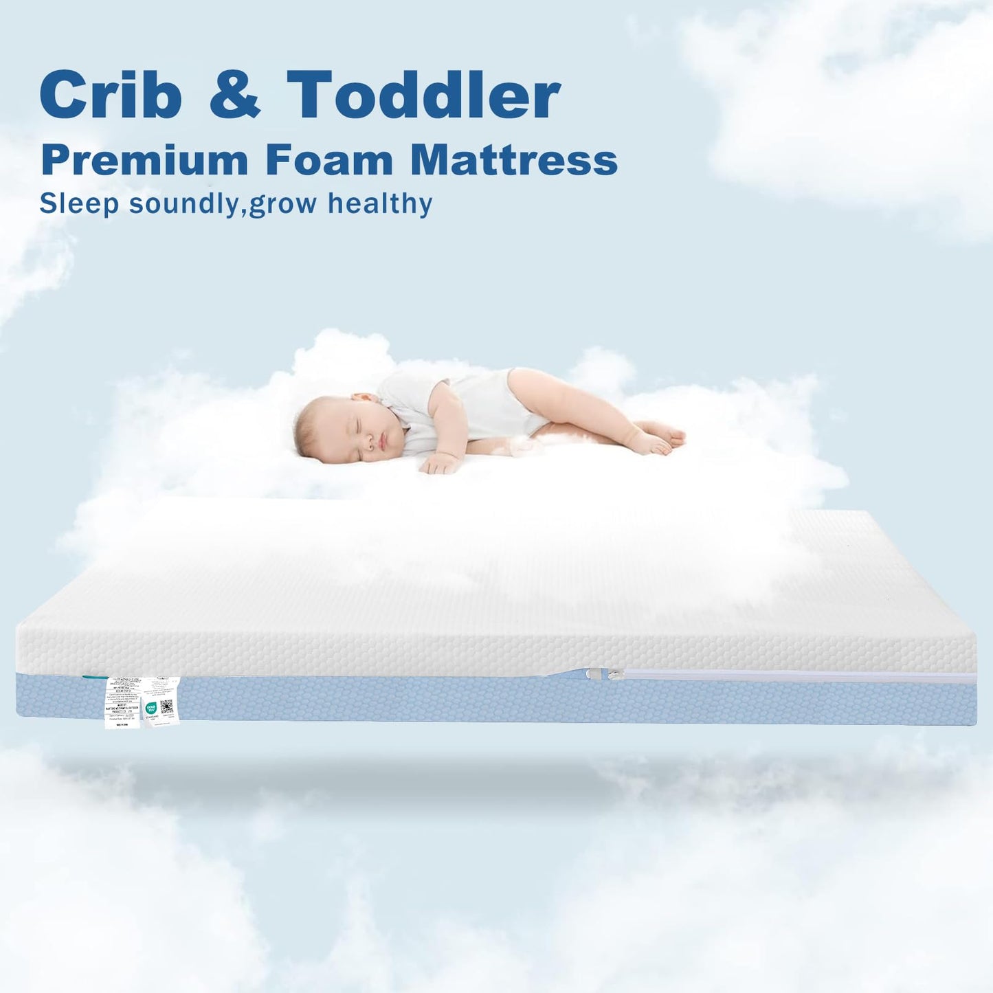 ASANEST Dual Sided Baby Breathable Crib Mattress, Infant & Toddler Bed Mattress with Premium Foam, Machine Washable Oeko-TEX Standard 100 Certified Cover, Standard Size 52x28x5 Inch