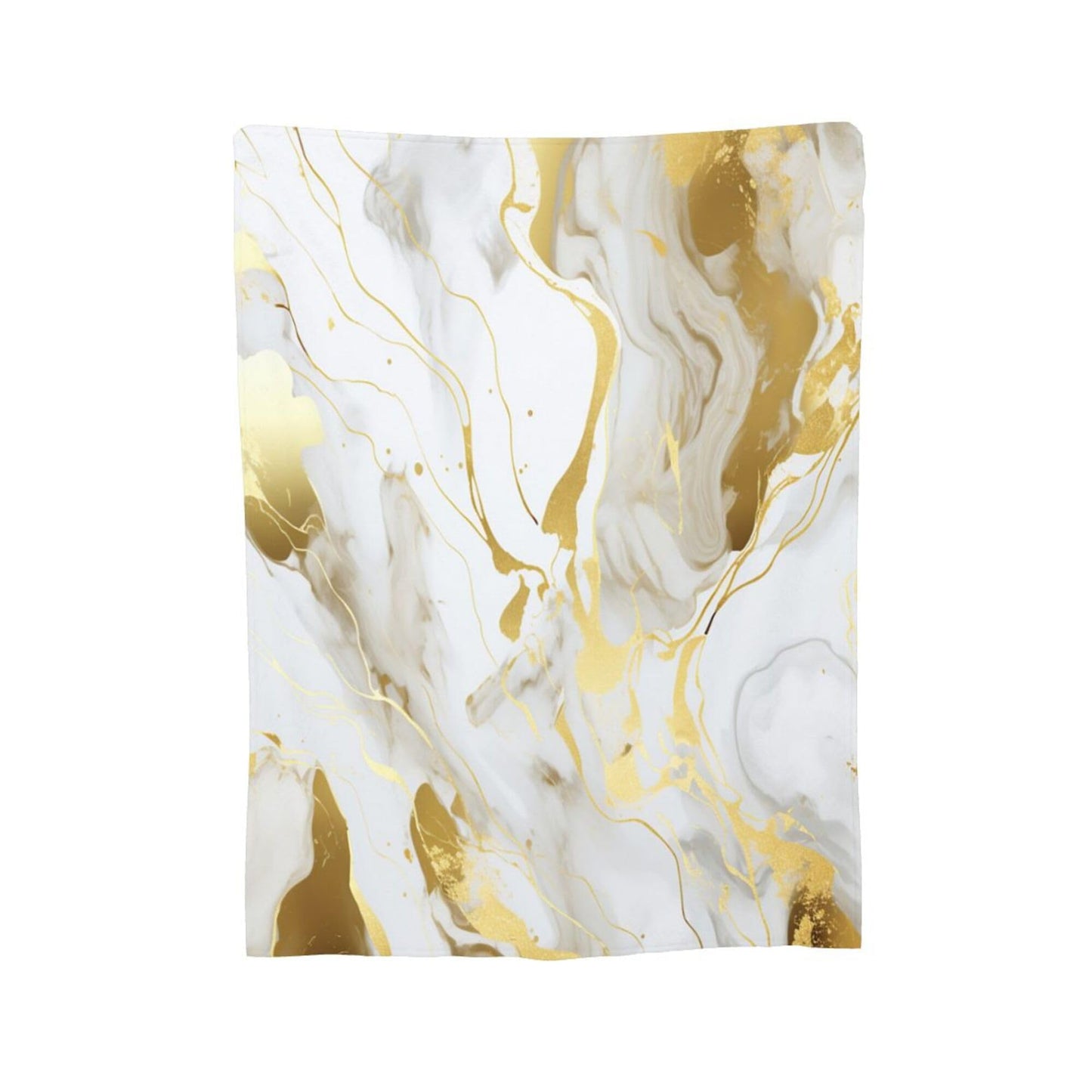Soft Warm Throw Blanket for Couch Living Room White Golden Marble Texture Print Cozy Fuzzy Throw Blanket for Sofa Bed Blanket 60"x50"