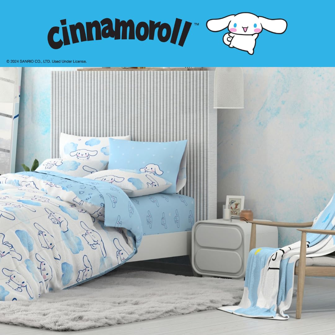 Cinnamoroll Bedding Super Soft Cozy Microfiber 4 Piece Full Sheet Set, (Officially Licensed Product) By Franco