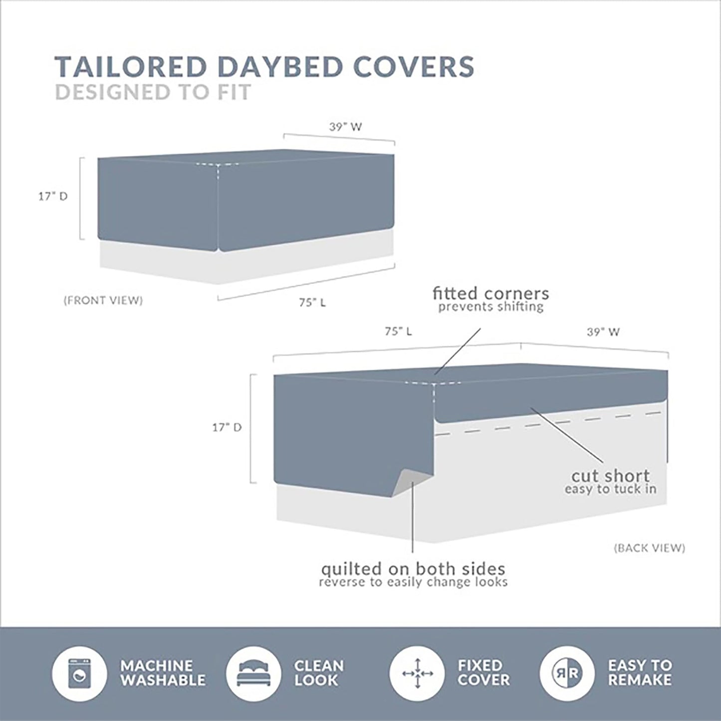 Madison Park Daybed Cover Set Damask Quilted Cover for Daybeds, All Season, Pre-Washed Cotton-Filled Coastal Bedding with Scallop Edge, Shams, Bedskirt, Décor Pillows, Tuscany, 39"x75", Blue 6 Piece