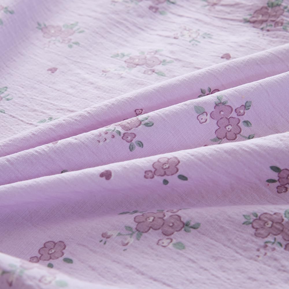 KWLOVER Deep Pocket Fitted Sheet Set for Kids & Teens - Twin Size, Cute Rabbit Printed Bed Sheets for Teens Full Size Bed (Light Purple, Full)